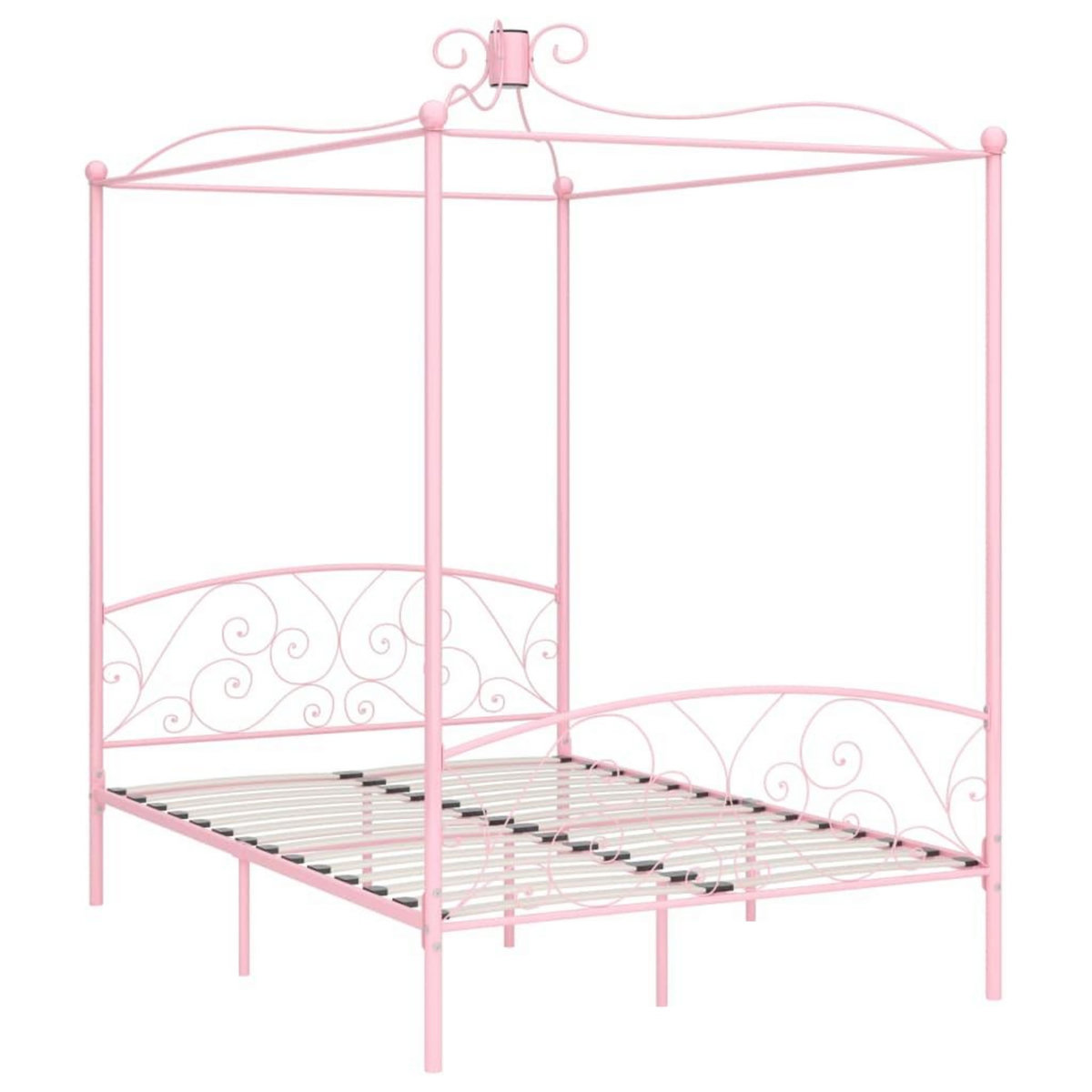VIDAXL Cadre de lit a baldaquin sans matelas rose metal 140x200 cm