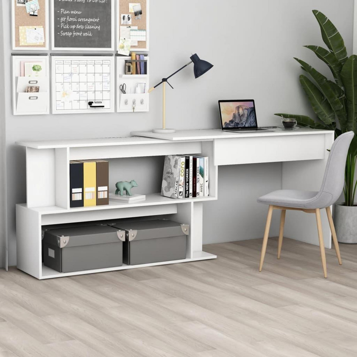 VIDAXL Bureau d'angle Blanc 200x50x76 cm Bois d'ingenierie