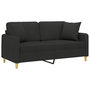 Voir la diapositive 3 : VIDAXL Canape 2 places avec oreillers decoratifs noir 140 cm tissu