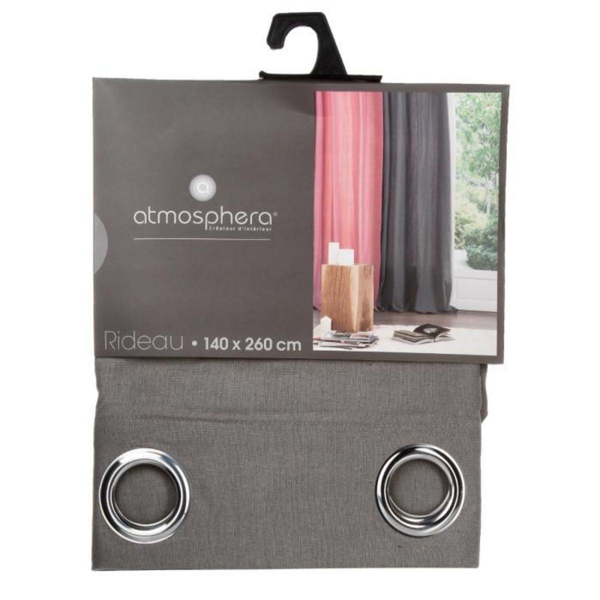 ATMOSPHERA Rideau à Oeillets  Panama II  140x260cm Gris