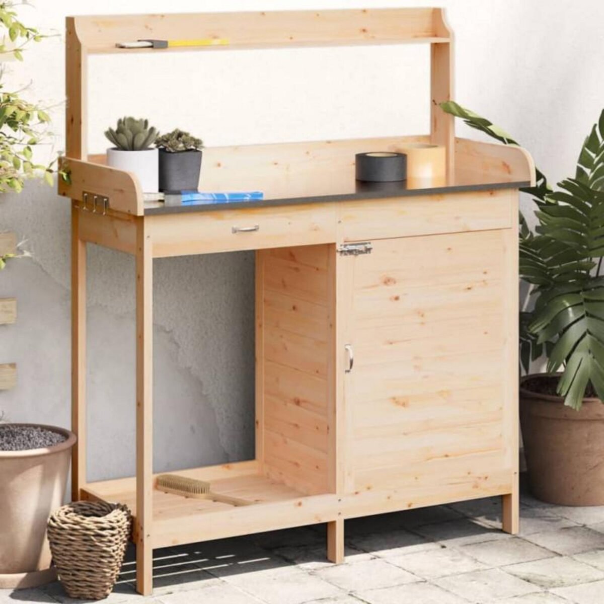 VIDAXL Table de rempotage avec armoire bois massif de sapin