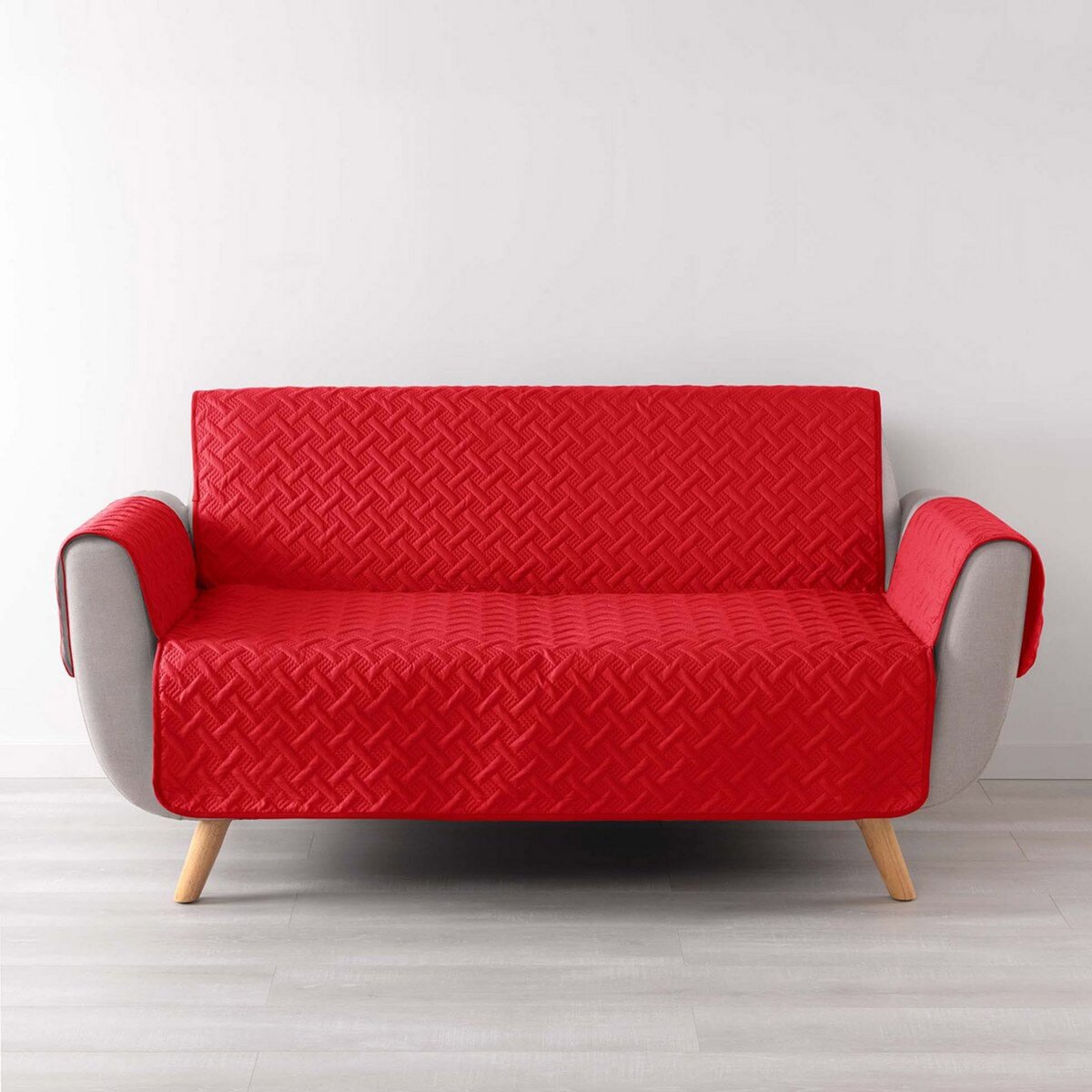 Douceur d'Intérieur Protège canapé matelassé 223x179 uni Lounge rouge