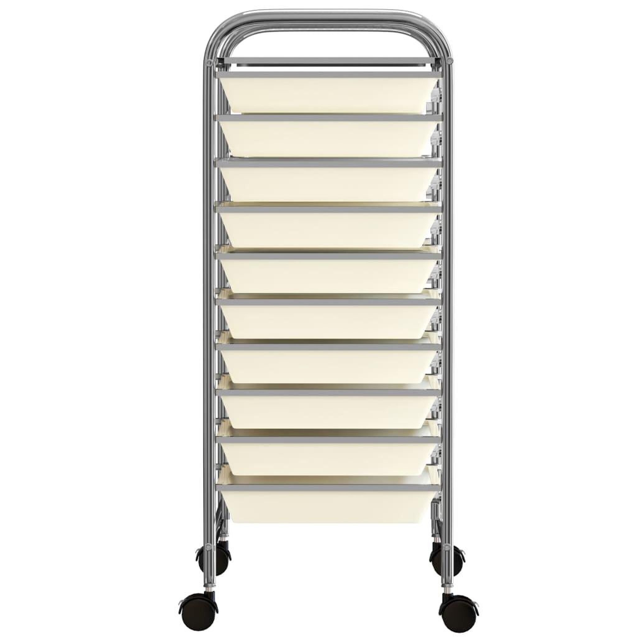 Voir la diapositive 4 : VIDAXL Chariot de rangement mobile a 10 tiroirs Blanc Plastique