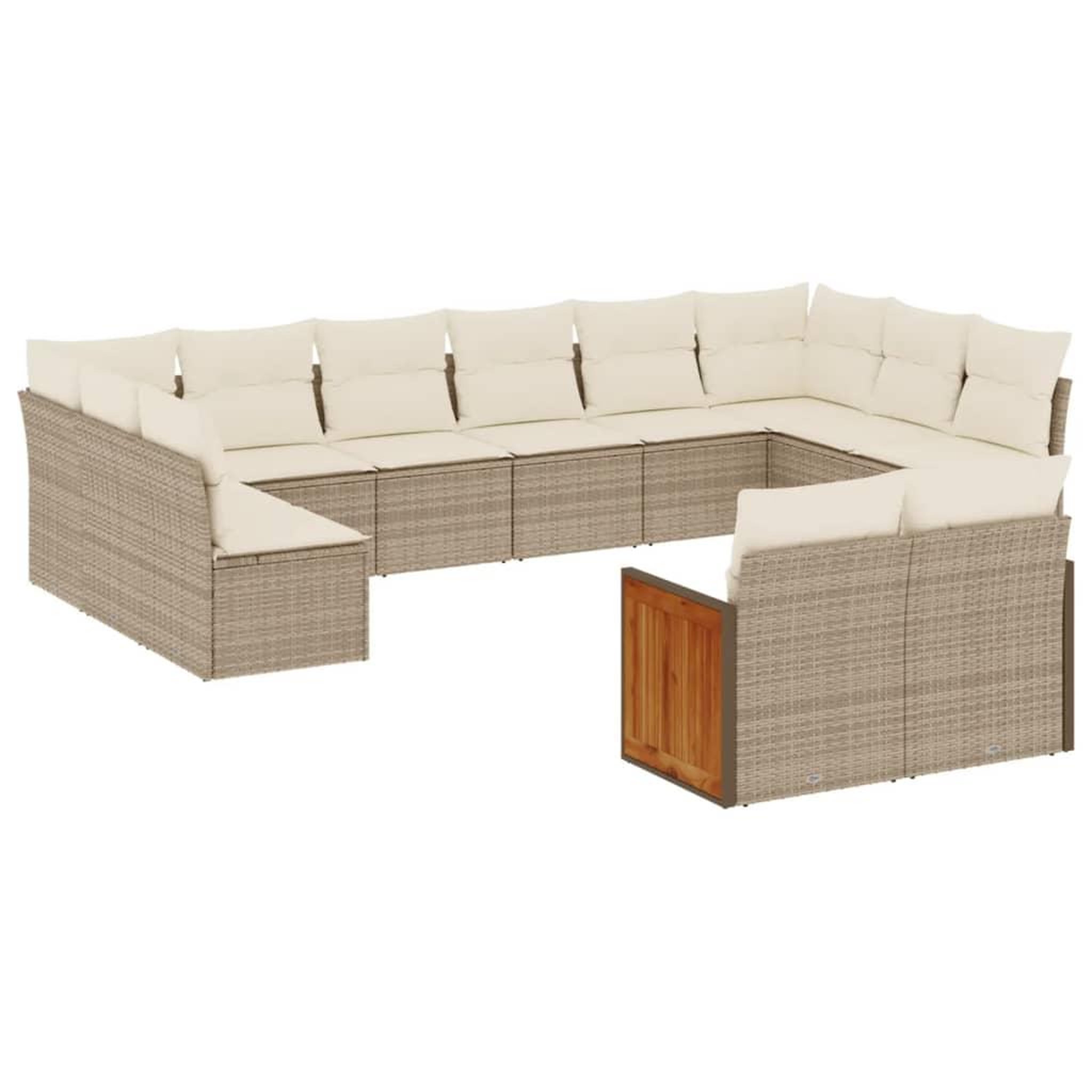Voir la diapositive 2 : VIDAXL Salon de jardin avec coussins 12 pcs beige resine tressee