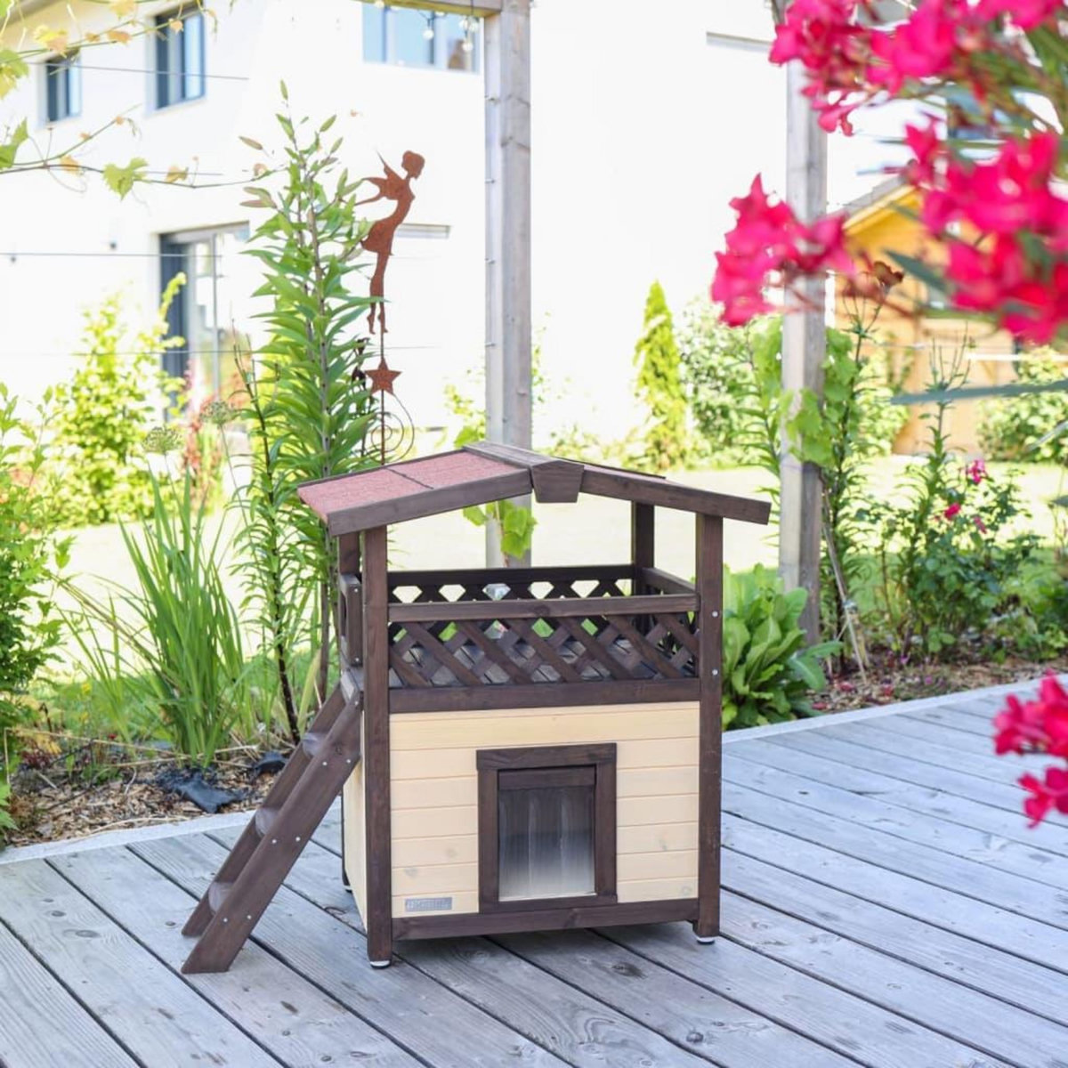 KERBL Kerbl Maison a chat chauffee 4-saisons Deluxe 88x57x77 cm Marron fonce