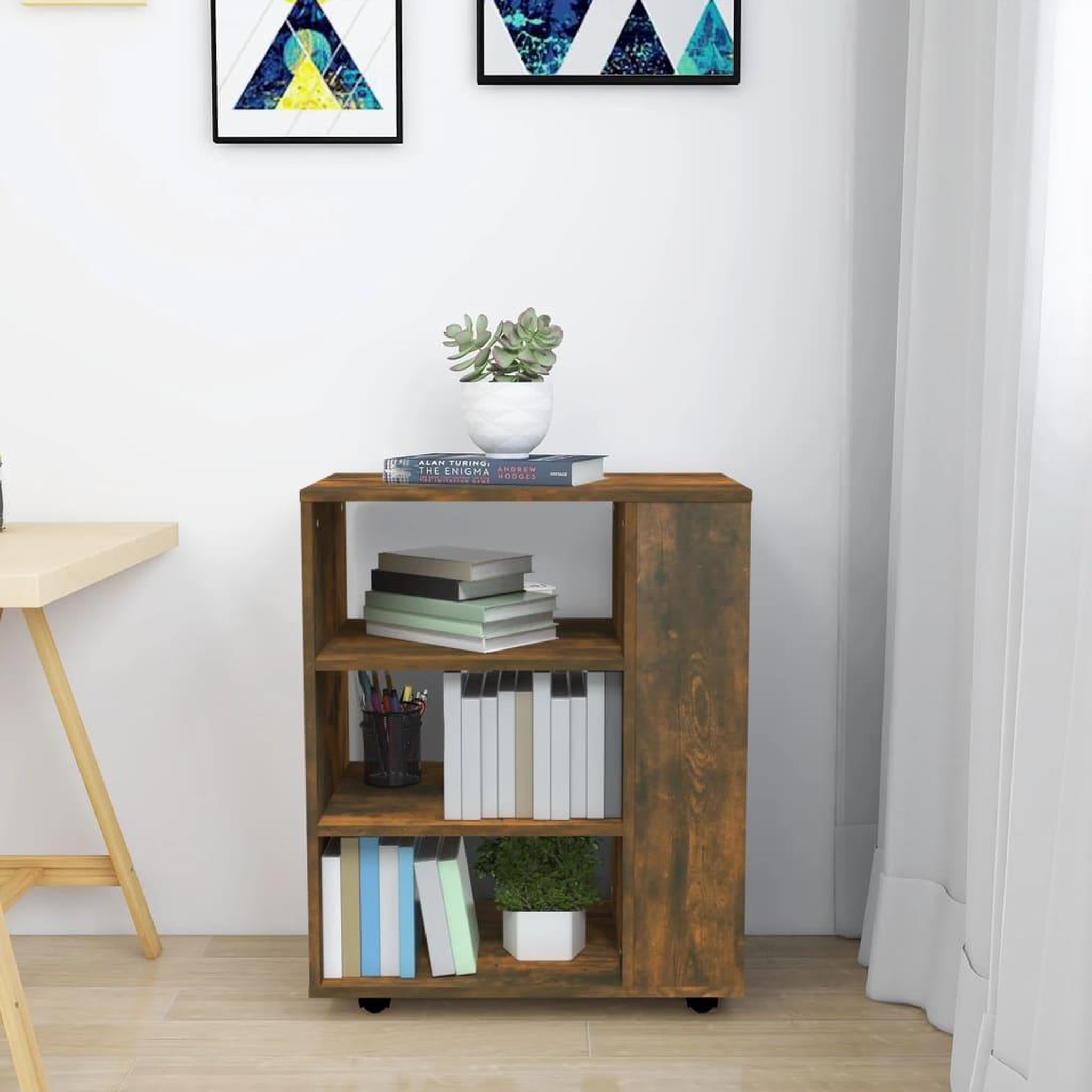 Voir la diapositive 4 : VIDAXL Armoire roulante Chene fume 60x35x75 cm Bois d'ingenierie