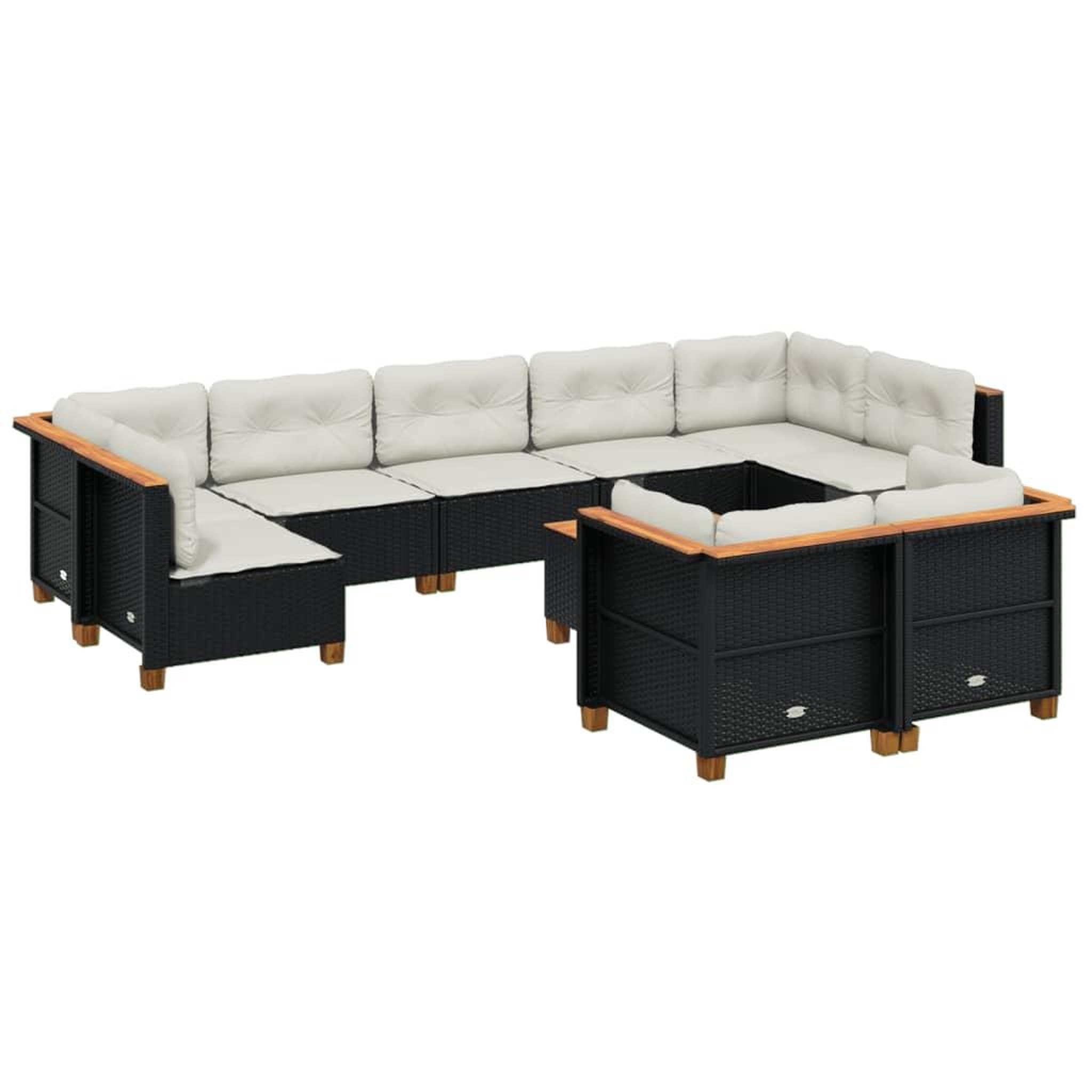 Voir la diapositive 2 : VIDAXL Salon de jardin 10 pcs avec coussins noir resine tressee