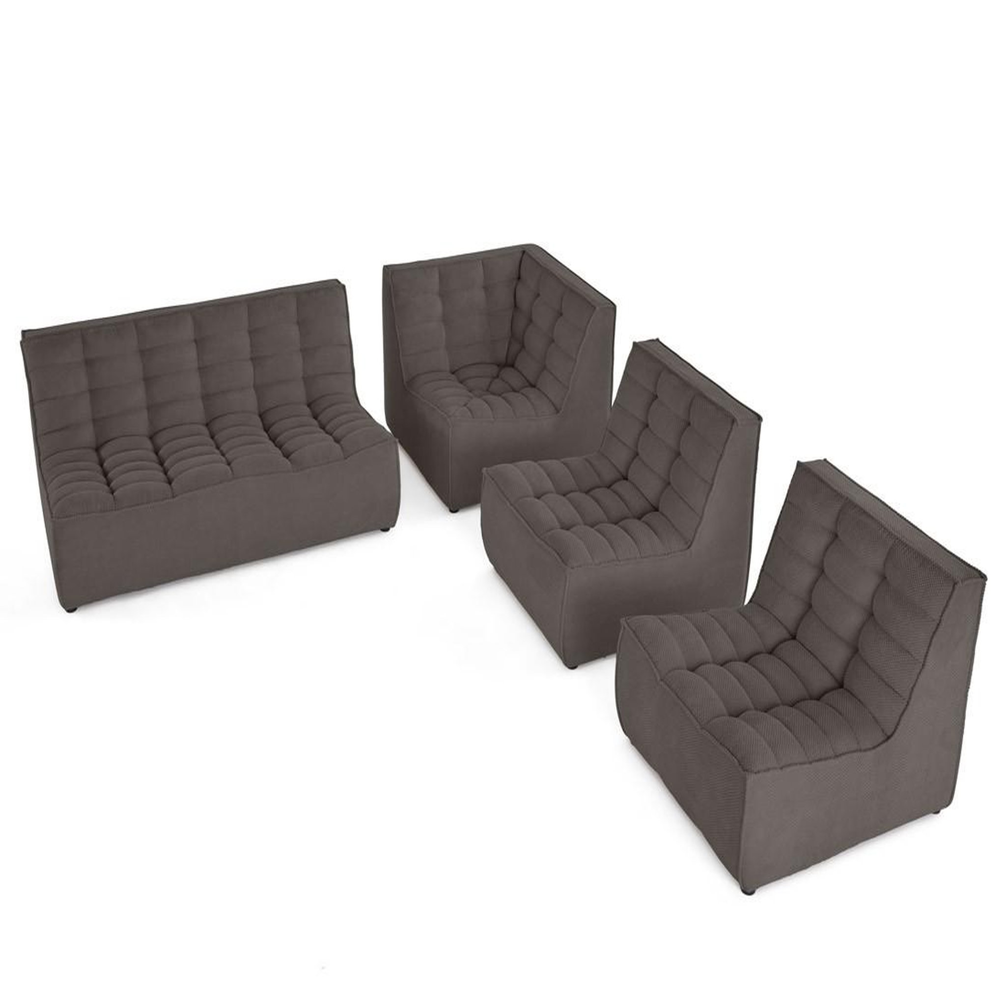 Voir la diapositive 2 : BEST MOBILIER Ellie - canapé modulable d'angle réversible 5 places en velours texturé