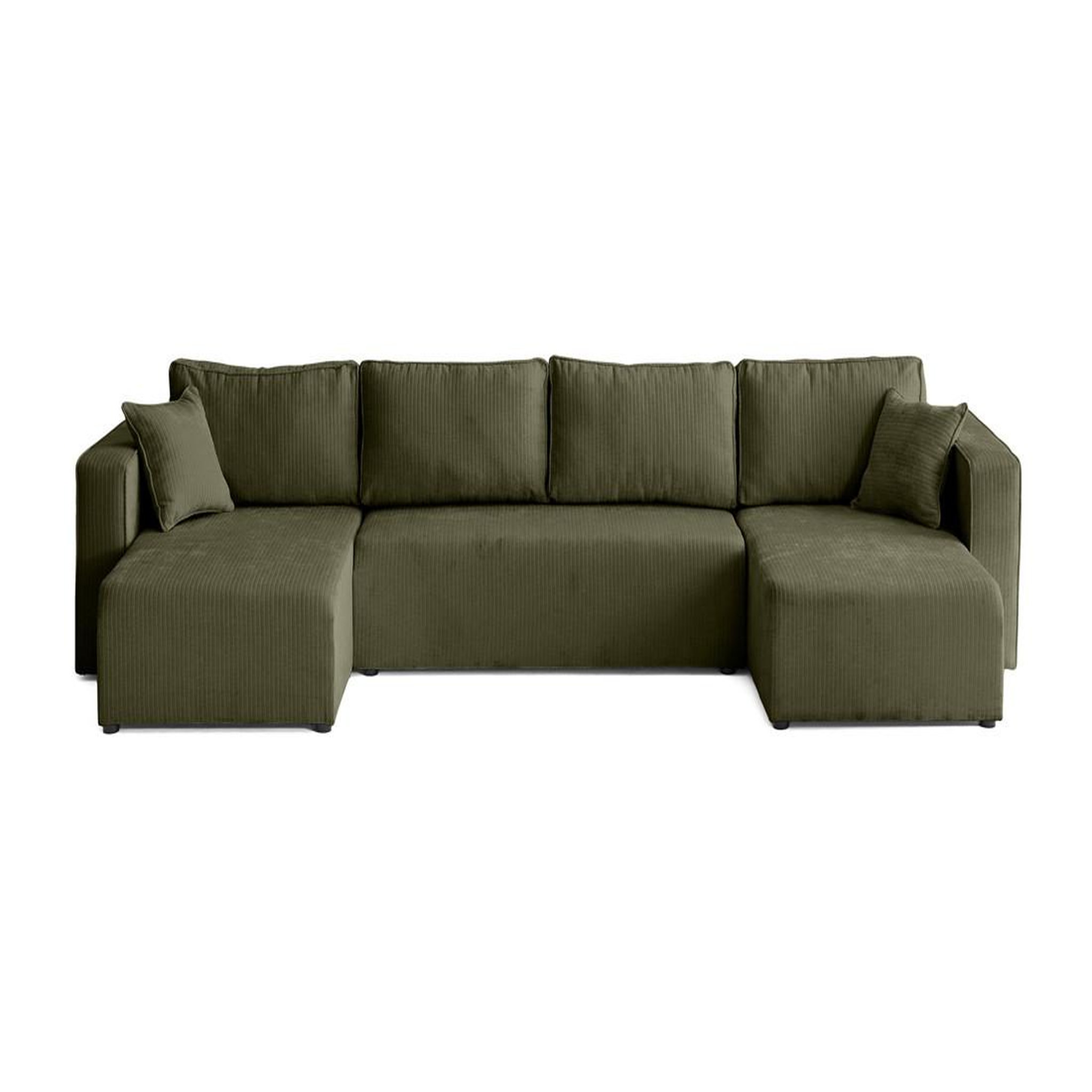 Voir la diapositive 1 : BEST MOBILIER Topaze - canapé panoramique en u - 7 places - convertible avec coffre - en velours côtelé plat