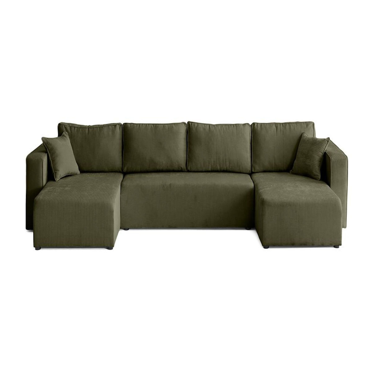 BEST MOBILIER Topaze - canapé panoramique en u - 7 places - convertible avec coffre - en velours côtelé plat