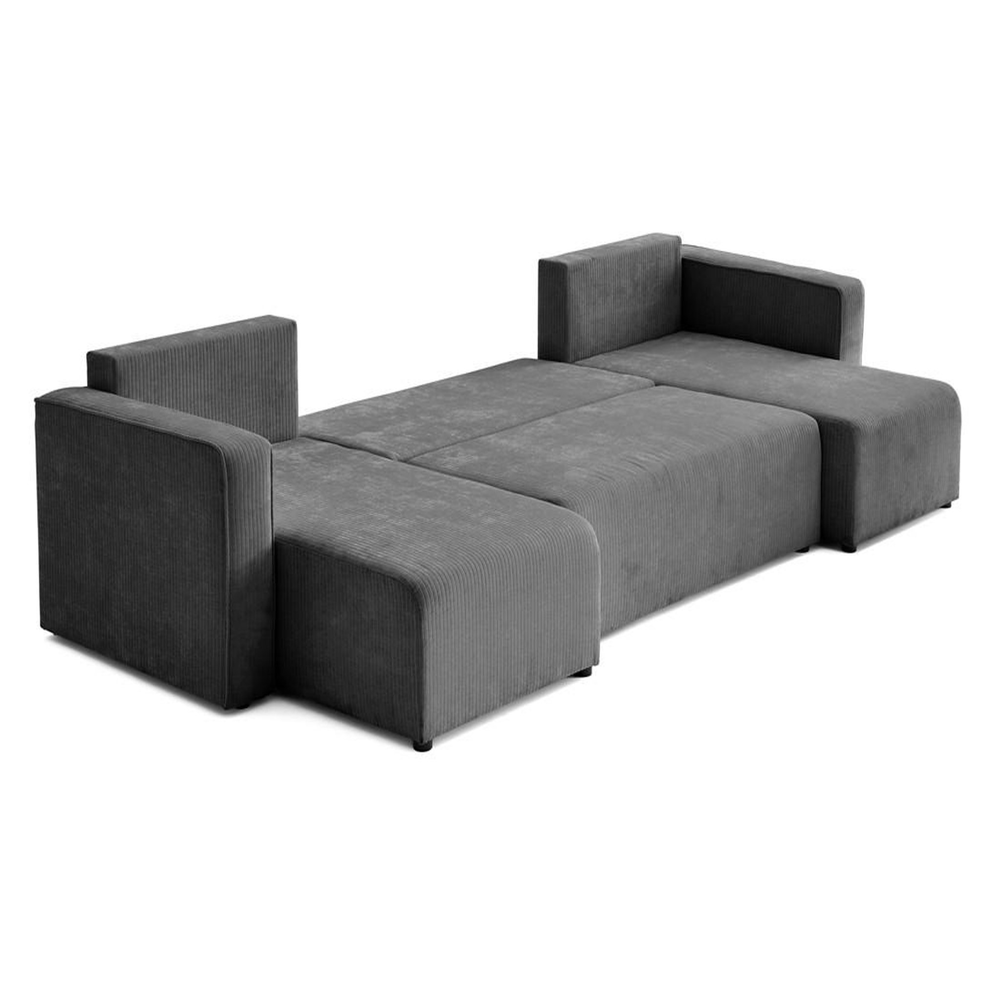 Voir la diapositive 3 : BEST MOBILIER Topaze - canapé panoramique en u - 7 places - convertible avec coffre - en velours côtelé plat