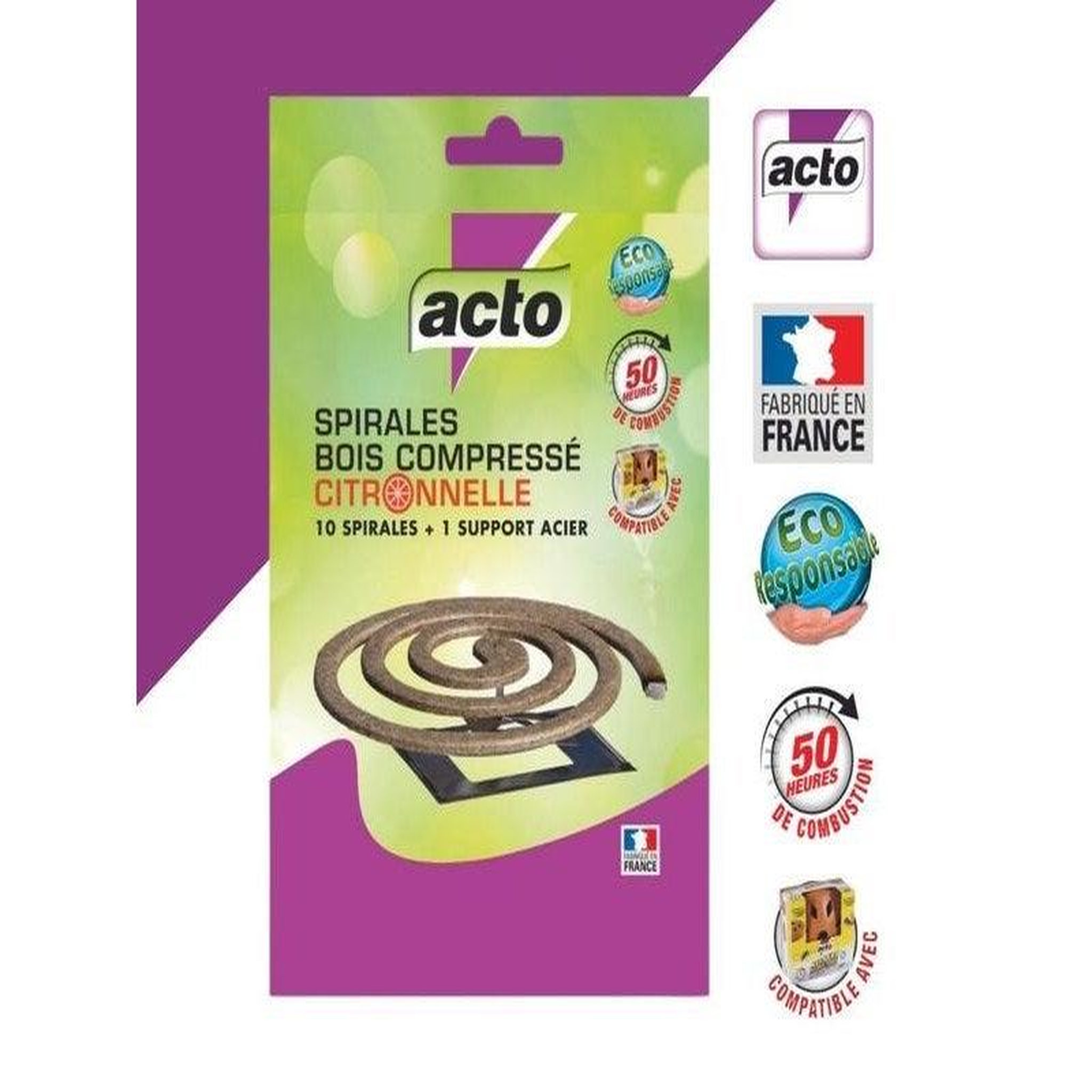 CENTRALE BRICO SPIRALES BOIS COMPRESSÉ CITRONNELLE - 50H DE DIFFUSION !