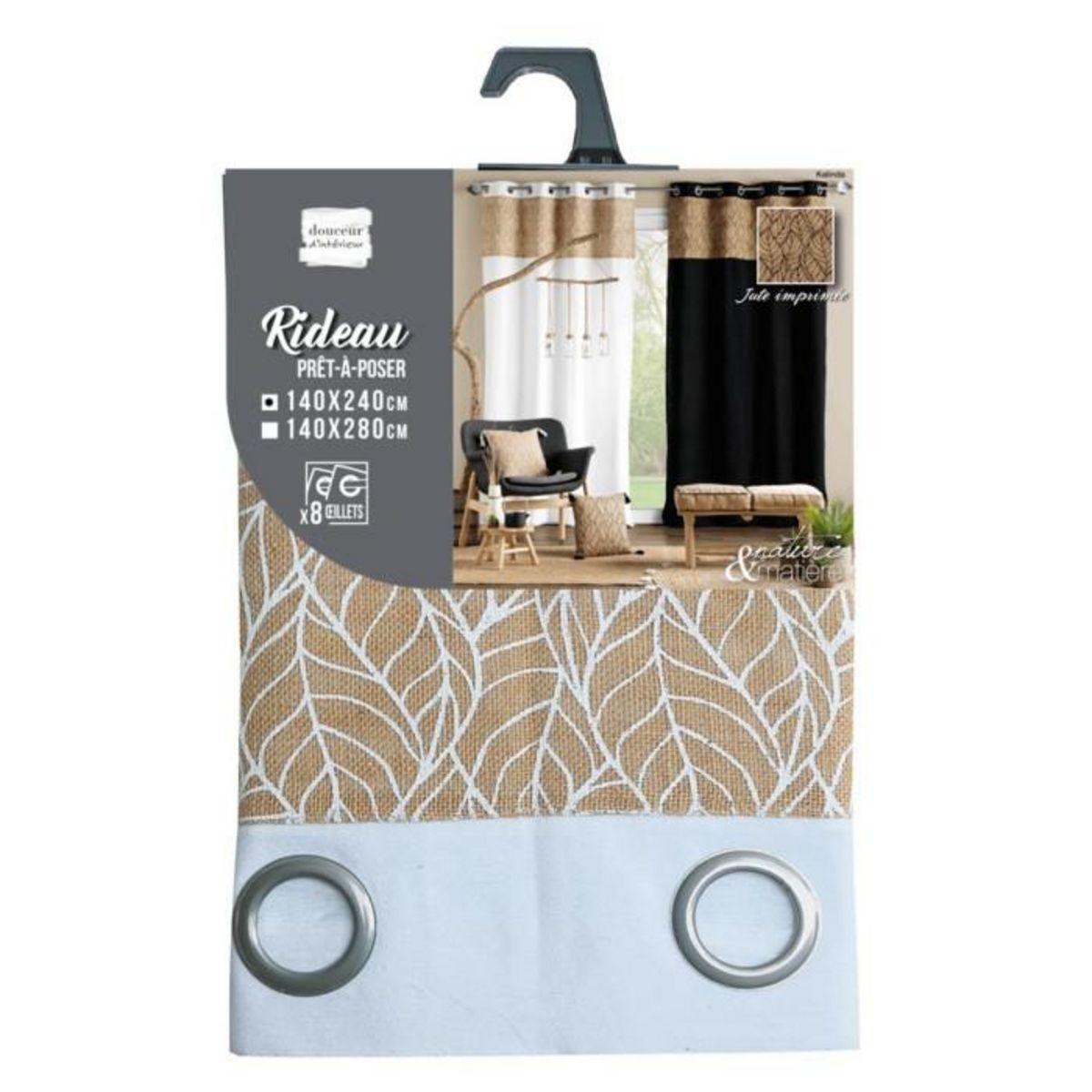 Paris Prix Rideau à Œillets Imprimé  Kalinda  140x240cm Blanc