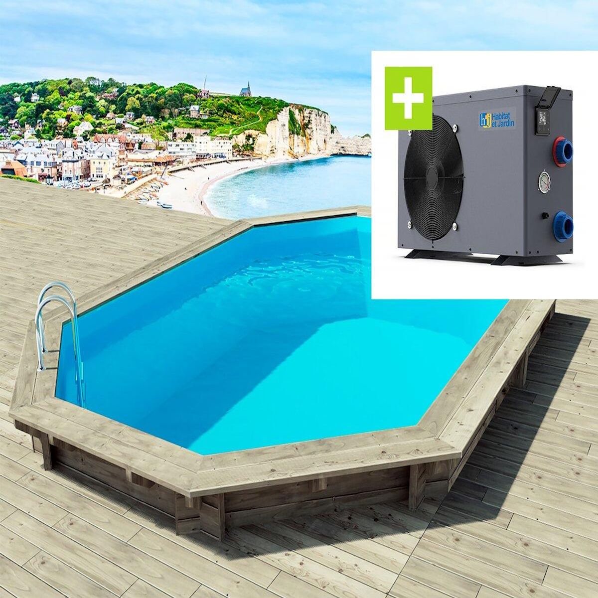 Habitat et Jardin Piscine bois   Brazilia 144    5.86 x 3.86 x 1.44 m + Pompe à chaleur - Puissance 6.1 kW