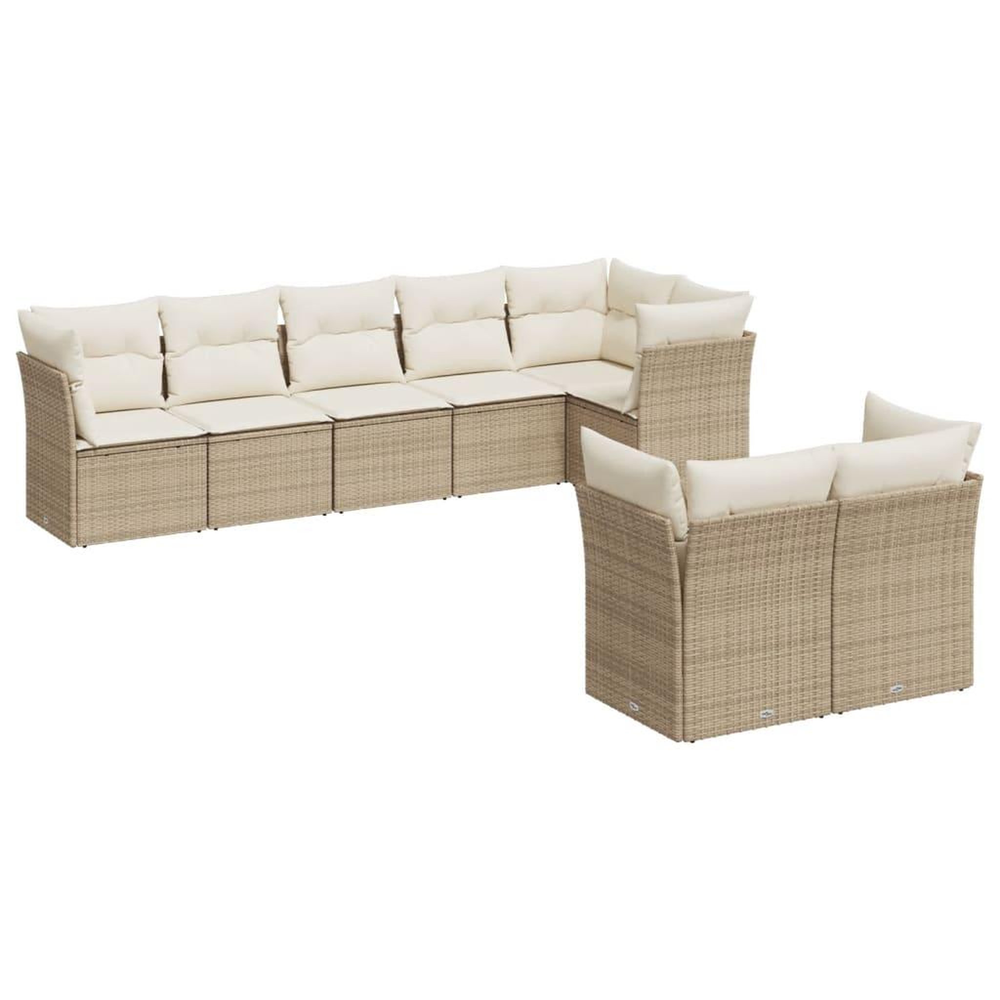 Voir la diapositive 2 : VIDAXL Salon de jardin avec coussins 8 pcs beige resine tressee