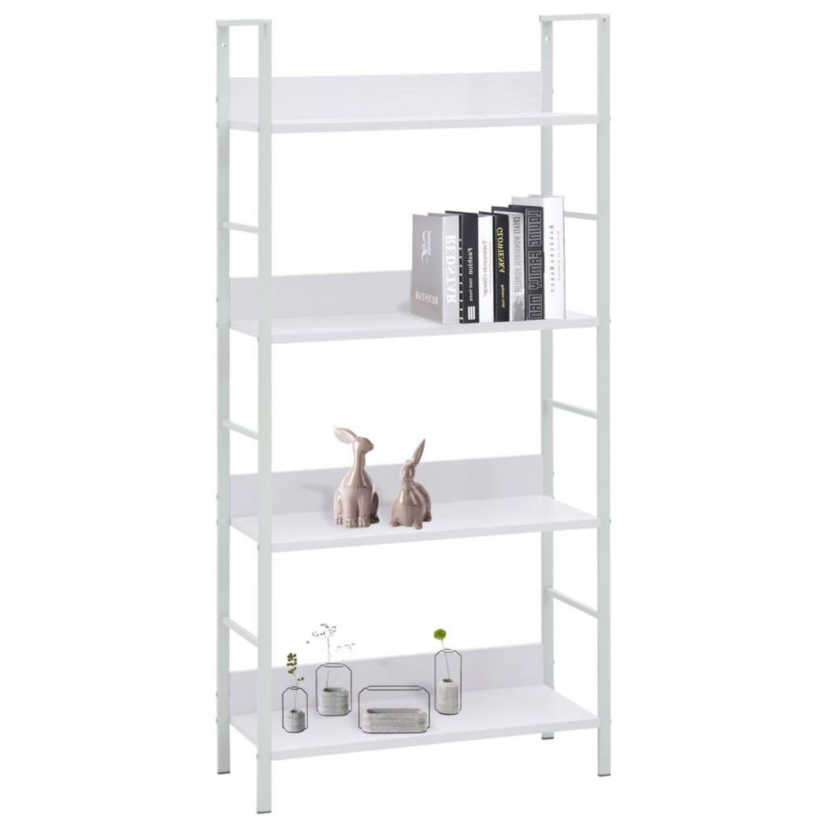VIDAXL Bibliotheque a 4 niveaux blanc 60x27,6x124,5 cm bois ingenierie