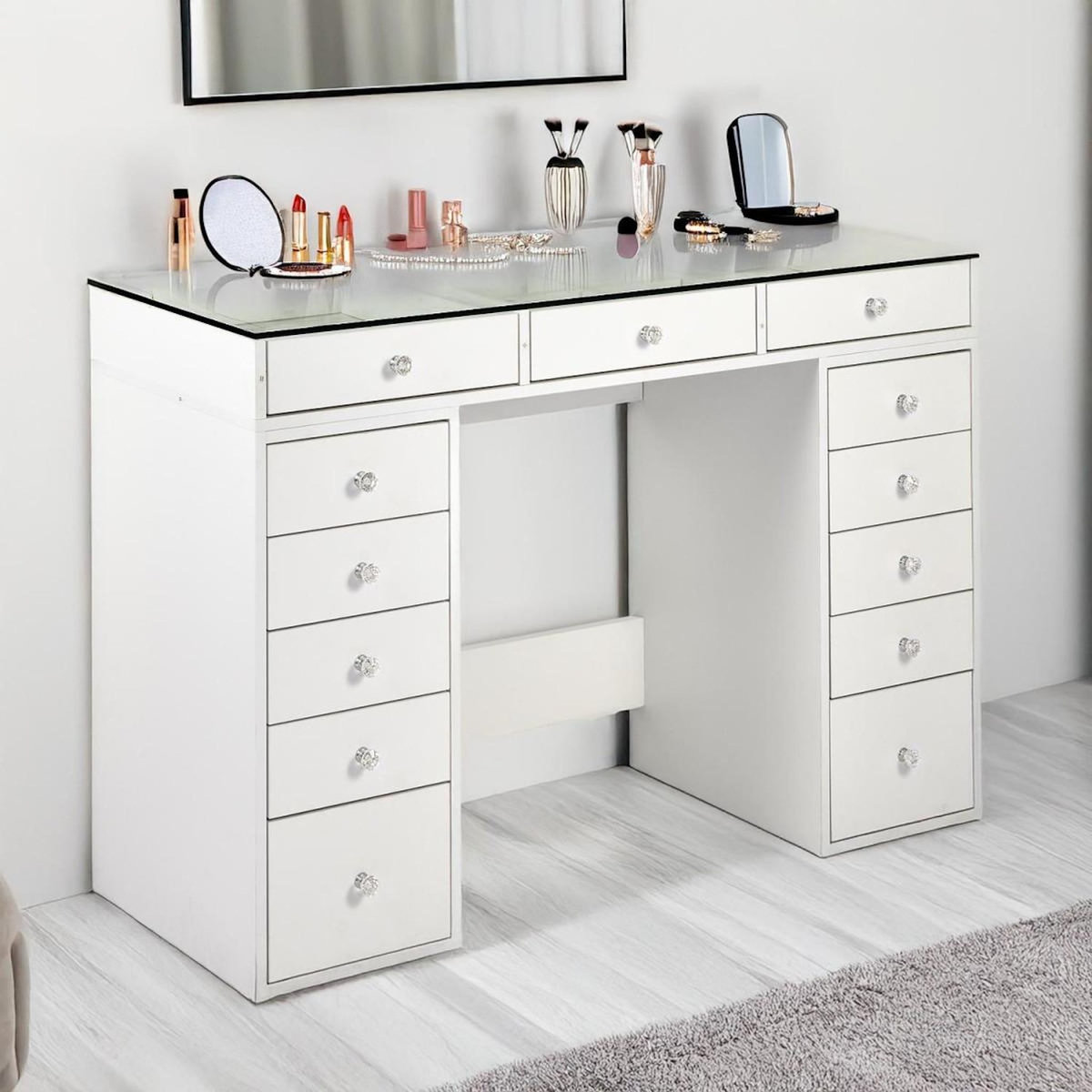 Paris Prix Coiffeuse Avec 13 Tiroirs  Beauté  120cm Blanc