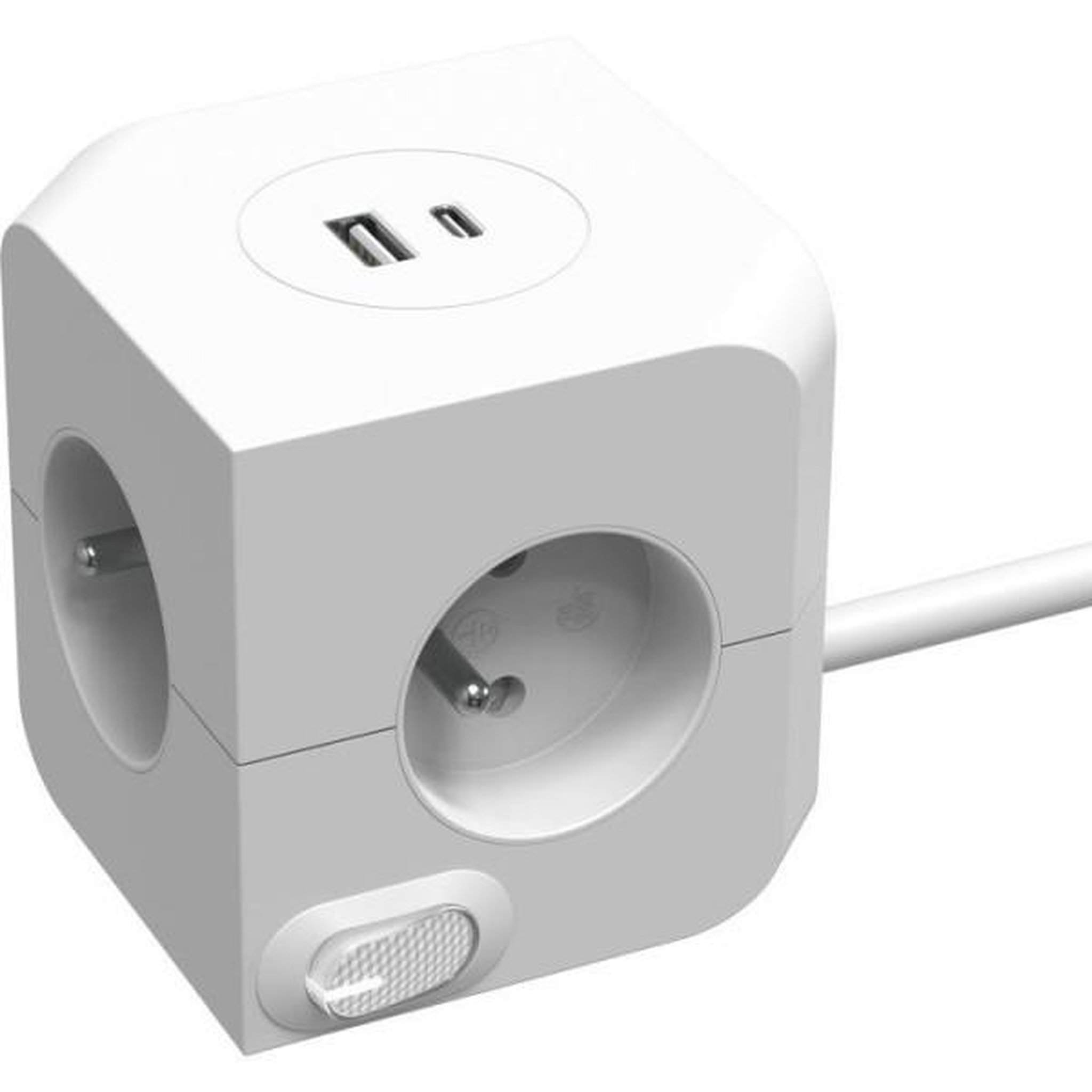 Voir la diapositive 2 : LINK2HOME Cube multiprise avec double port usb - link2home - 4 prises secteur 16a - 2 ports usb - 3680 w max - blanc