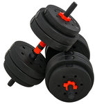 HOMCOM Ensemble d'haltères courtes total 25 Kg - barres incluses - entraînement musculaire & haltérophilie - acier HDPE noir rouge