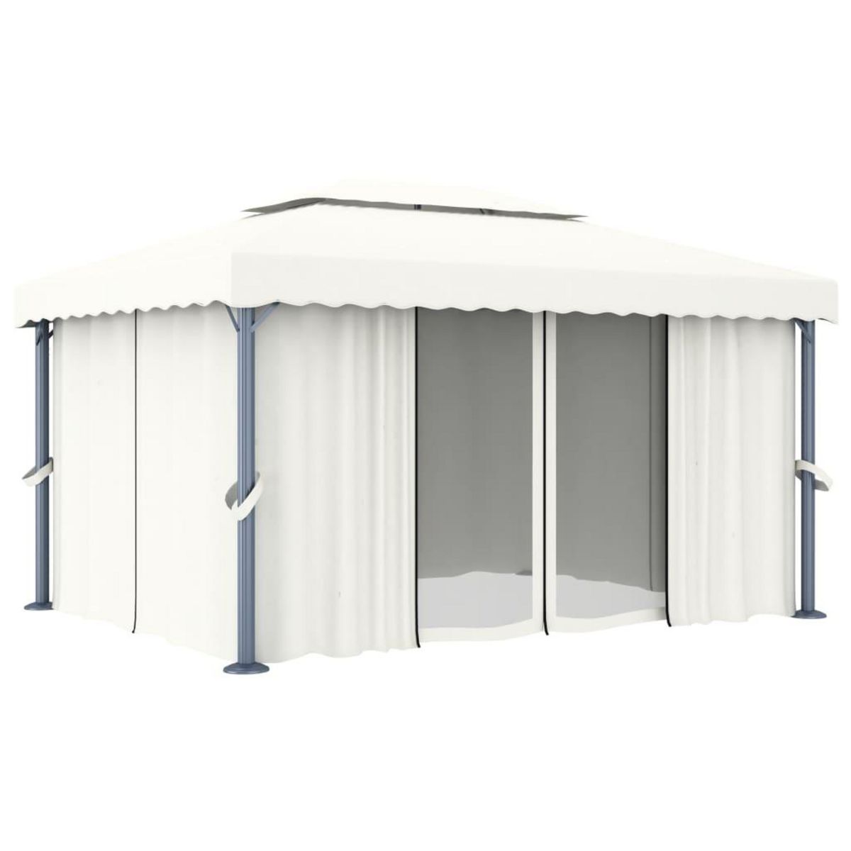 VIDAXL Tonnelle avec rideau 4x3 m Blanc creme Aluminium
