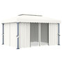 Voir la diapositive 2 : VIDAXL Tonnelle avec rideau 4x3 m Blanc creme Aluminium