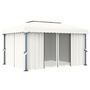 Voir la diapositive 2 : VIDAXL Tonnelle avec rideau 4x3 m Blanc creme Aluminium