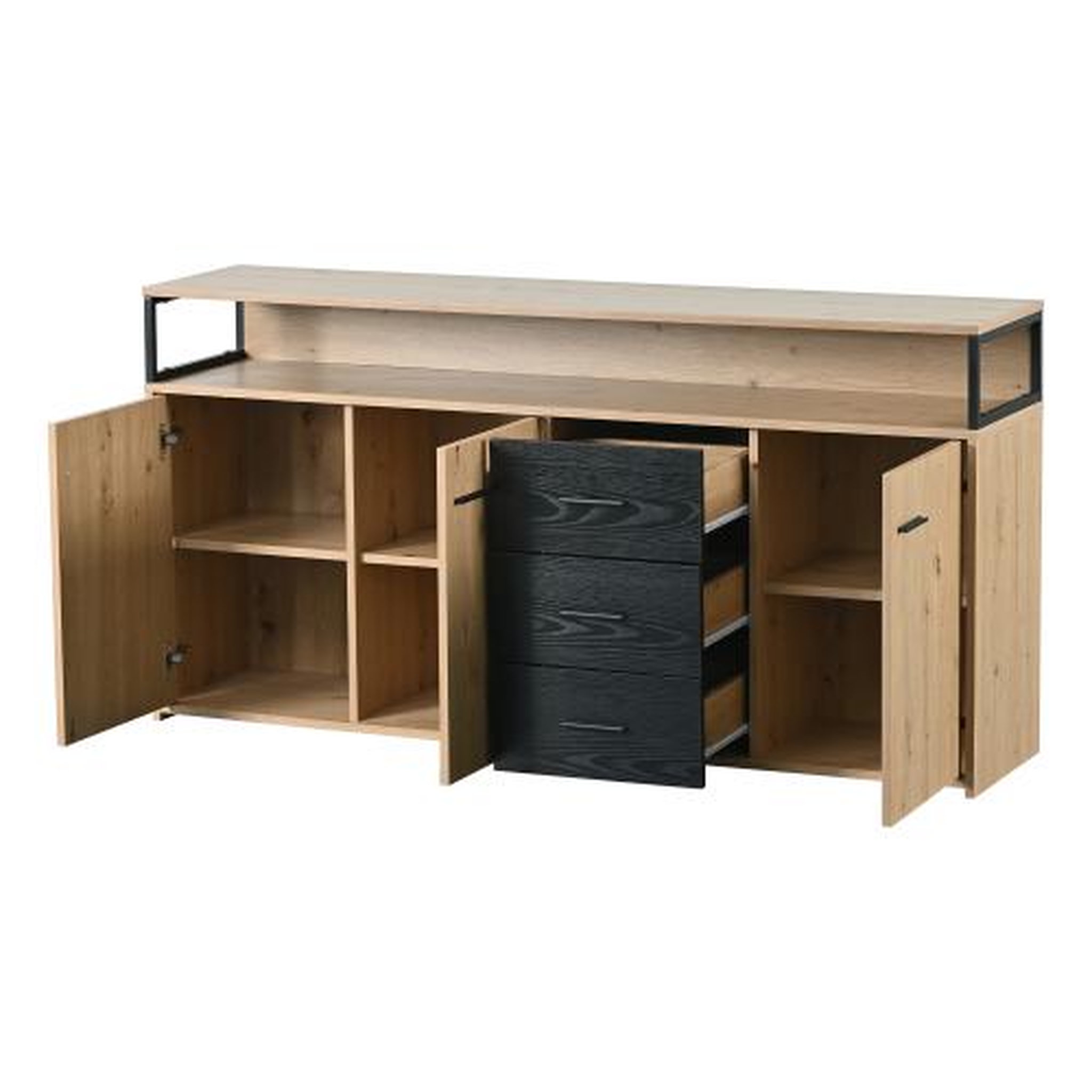 Voir la diapositive 5 : MERAX Buffet 3 porte(s) 3 tiroir(s) - 150 cm naturel panneau de particules
