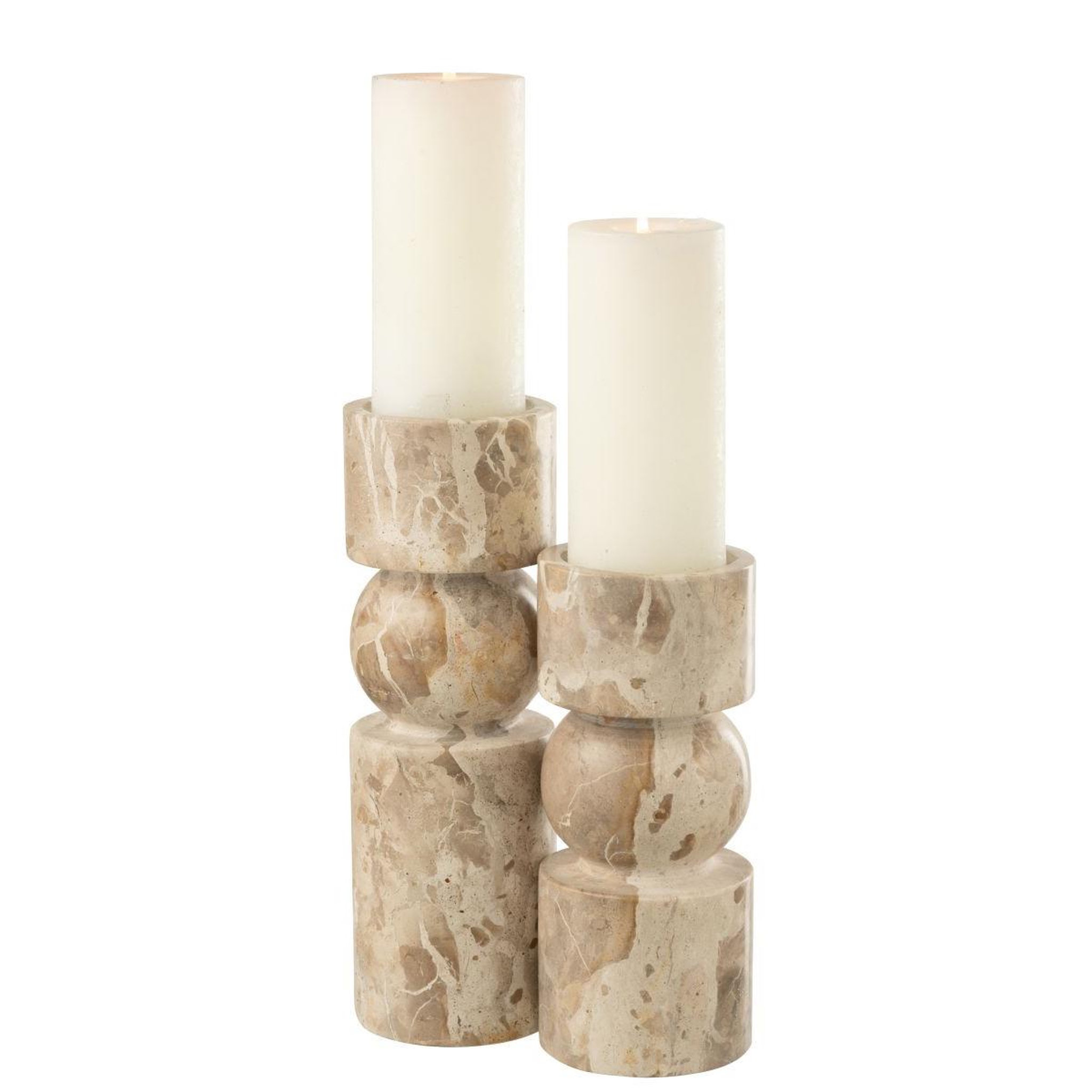Voir la diapositive 4 : J-LINE Bougeoir en marbre  chance  30cm beige