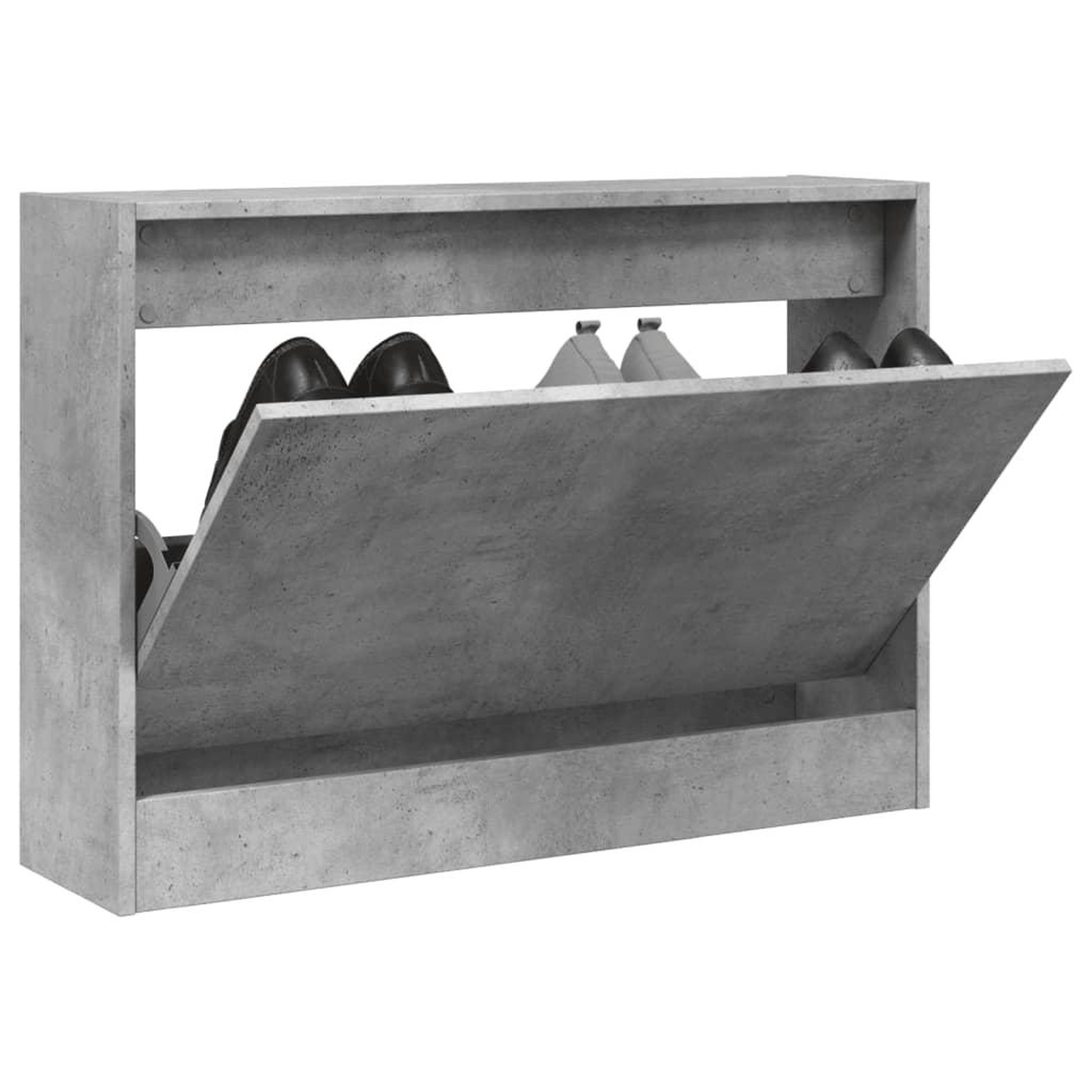 VIDAXL Armoire a chaussures gris beton 80x21x57 cm bois d'ingenierie