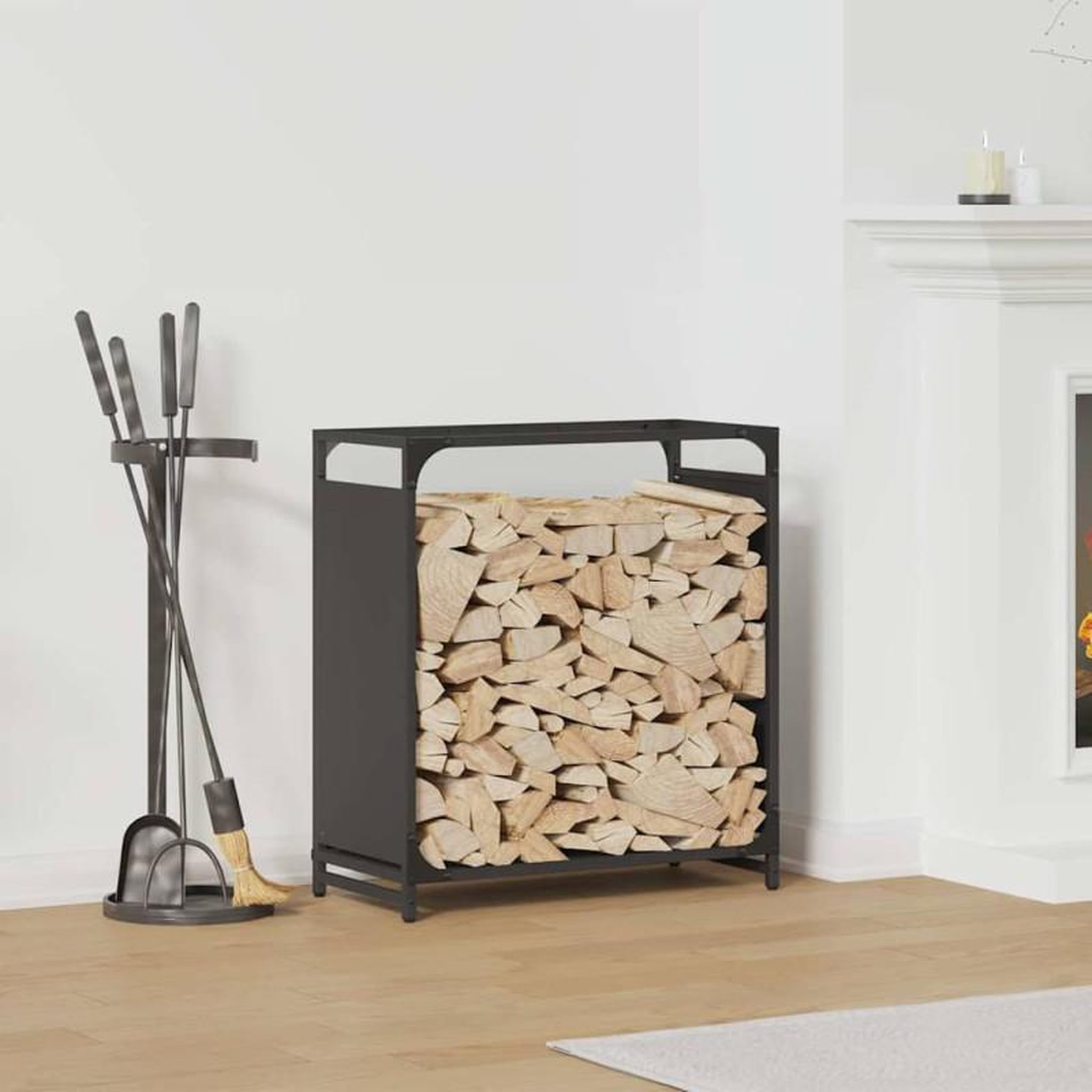 Voir la diapositive 1 : VIDAXL Portant de bois chauffage noir 60x28x65 cm
