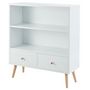 Voir la diapositive 3 : Bibliothèque 2 tiroirs pieds bois massif L80cm MALMO