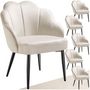 Voir la diapositive 1 : tectake Fauteuil cocktail rembourré en velours crème/noir Lot de 6