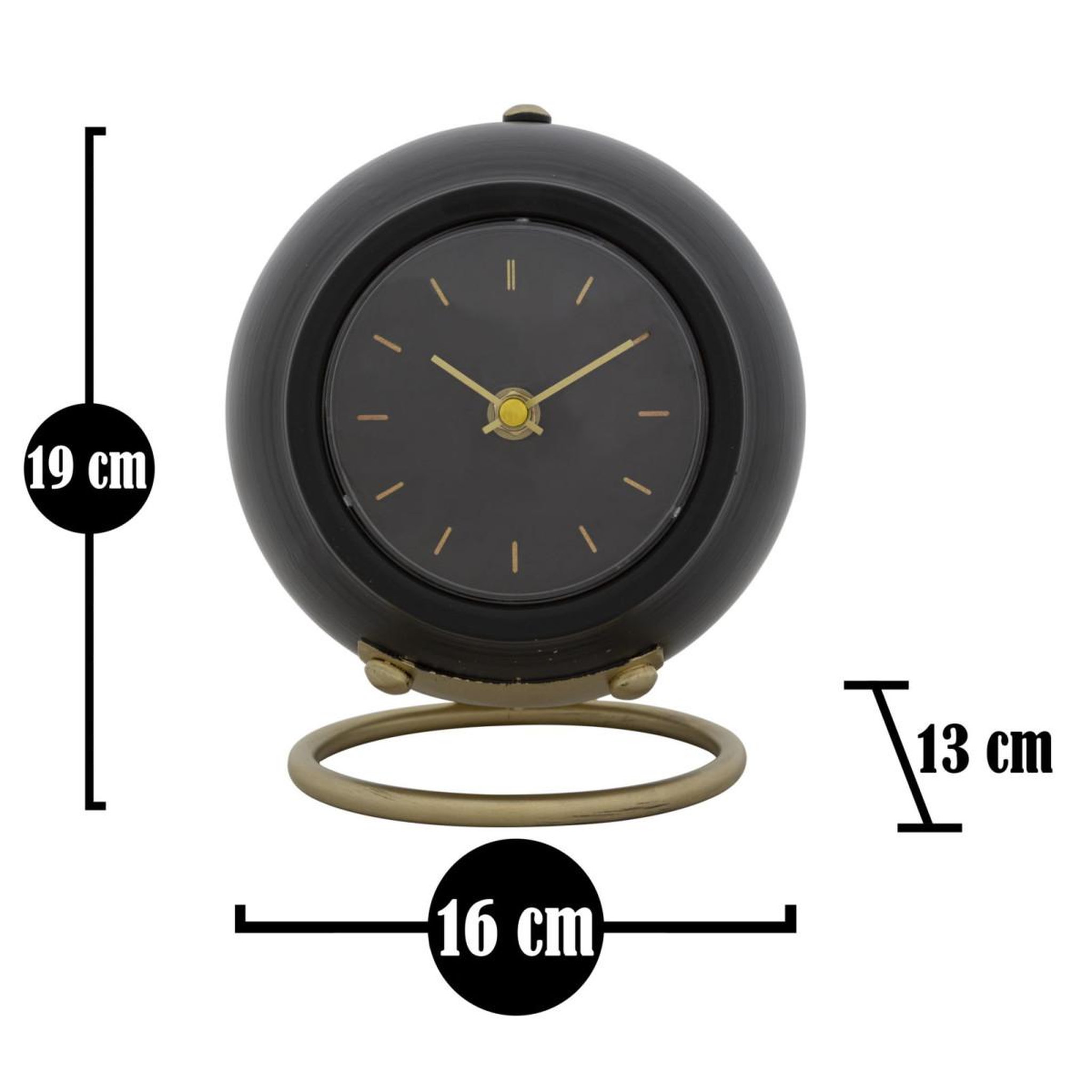 Voir la diapositive 5 : Paris Prix Horloge à poser en métal  ball  19cm noir