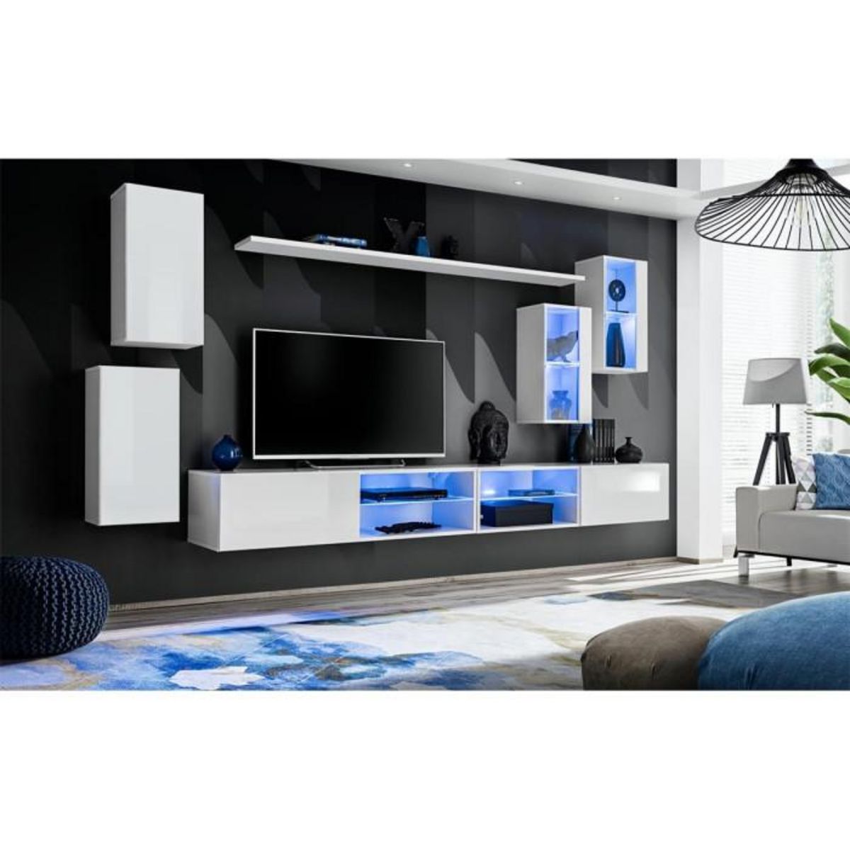 Paris Prix Ensemble Meuble TV Design  Switch XXV  280cm Blanc