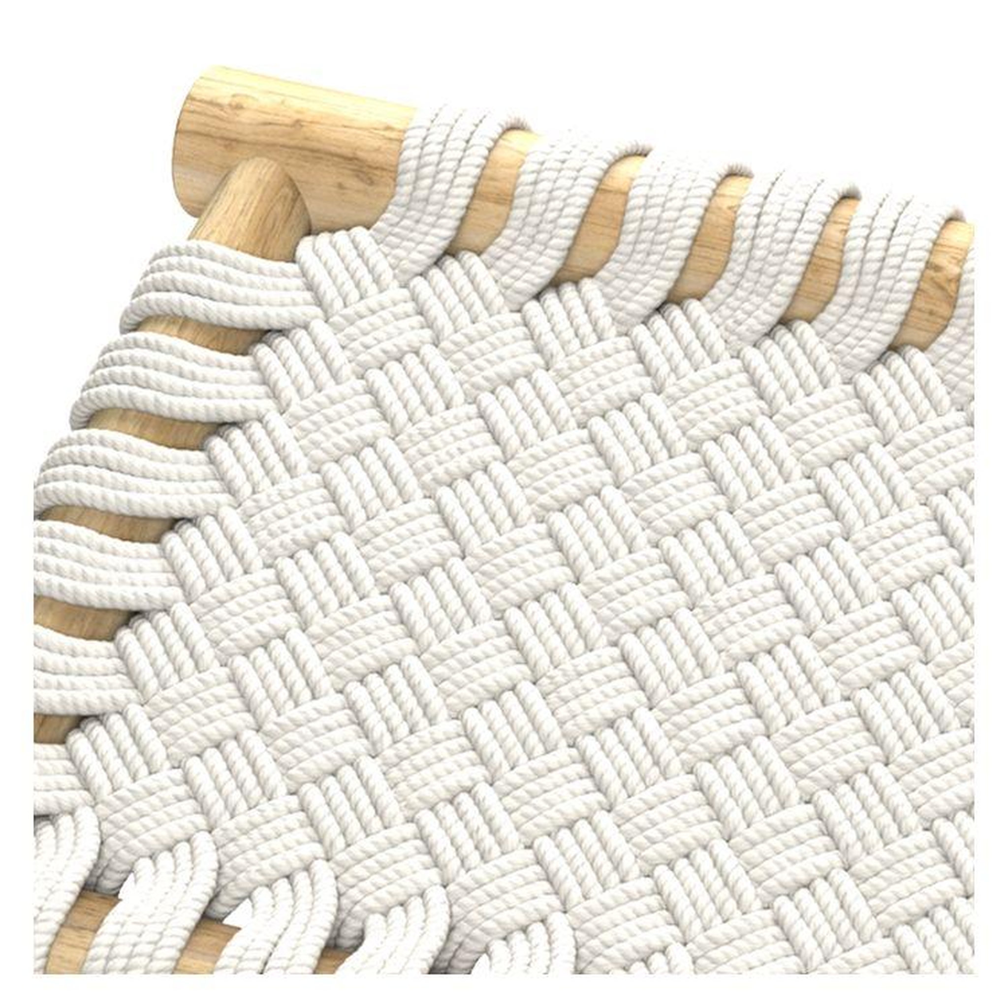 Voir la diapositive 3 : MAISON PAVANE Banc 2 places 90 cm tressé en macramé et branche de teck-kira