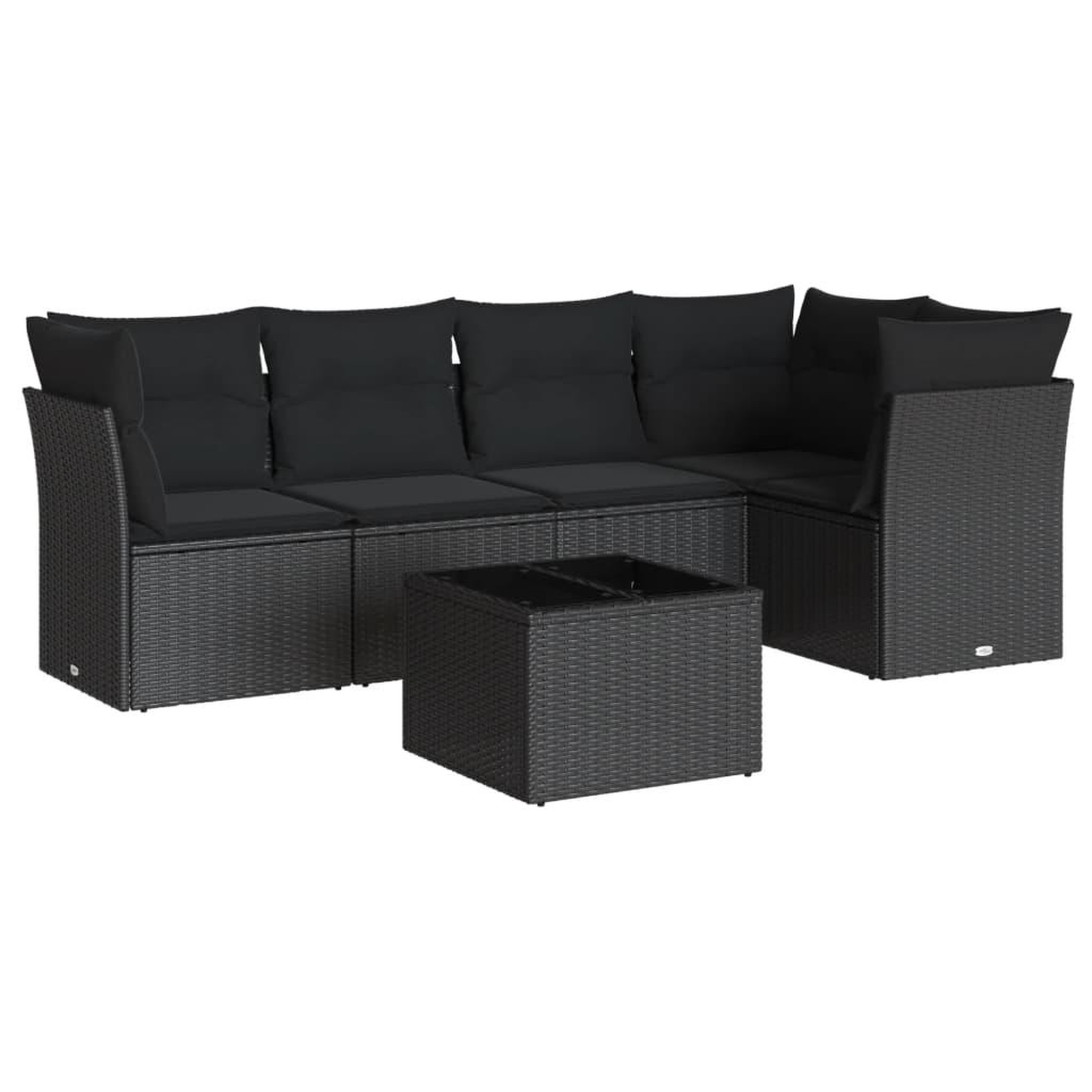 Voir la diapositive 2 : VIDAXL Salon de jardin 6 pcs avec coussins noir resine tressee