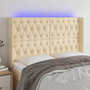 Voir la diapositive 1 : VIDAXL Tete de lit a LED Creme 147x16x118/128 cm Tissu