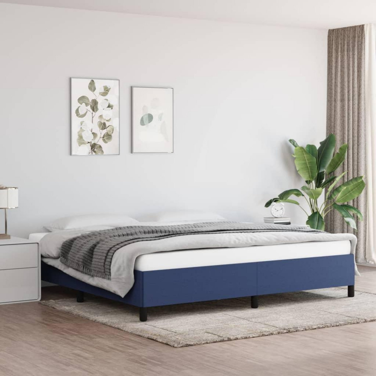 VIDAXL Cadre de lit sans matelas bleu 200x200 cm tissu