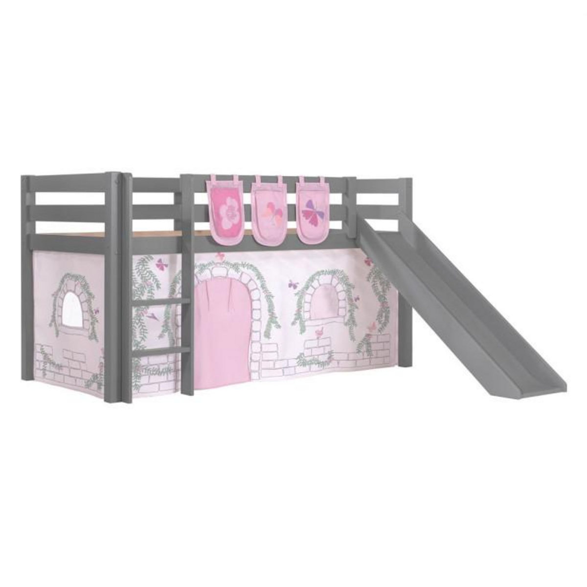 Paris Prix Pack - Lit Enfant Toboggan, Tente & 3 Pochettes  Pino Birdy  Gris