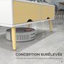 Voir la diapositive 5 : HOMCOM Table basse rectangulaire design scandinave 2 tiroirs coulissants grande niche piètement bois pin blanc aspect bois clair