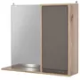 HOMCOM Miroir de salle de bain avec étagère et placard - système fixation intégré - panneaux particules chêne clair gris