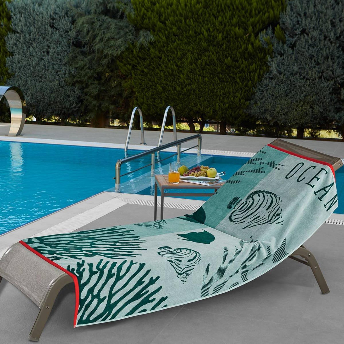 Sensei Maison Serviette de plage velours 100x180 cm BLUE OCEAN