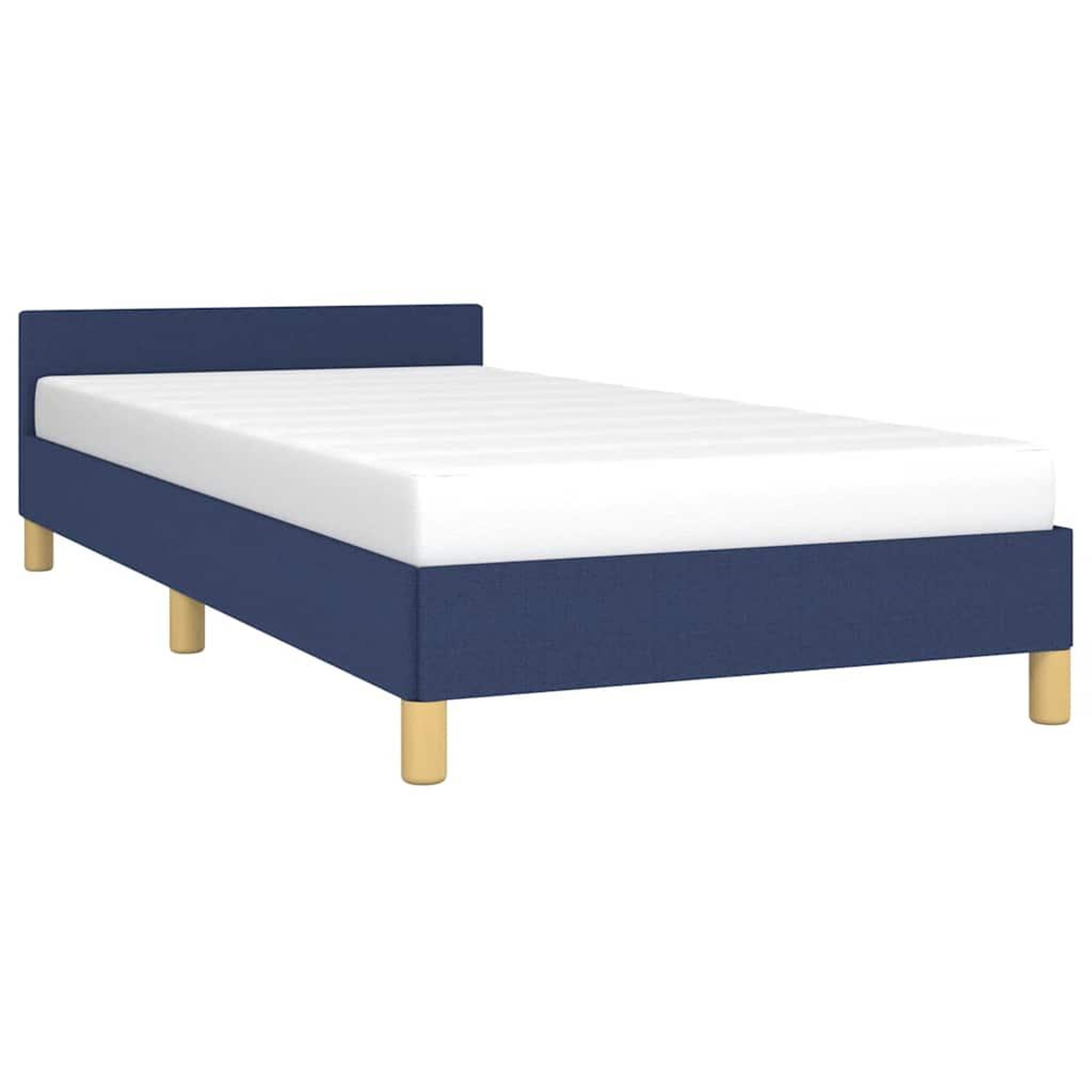 Voir la diapositive 3 : VIDAXL Cadre de lit avec tete de lit sans matelas bleu 100x200cm tissu