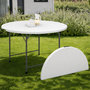 Voir la diapositive 2 : ID MARKET Table pliante d'appoint portable ronde 122 cm  camping ou réception avec housse blanche