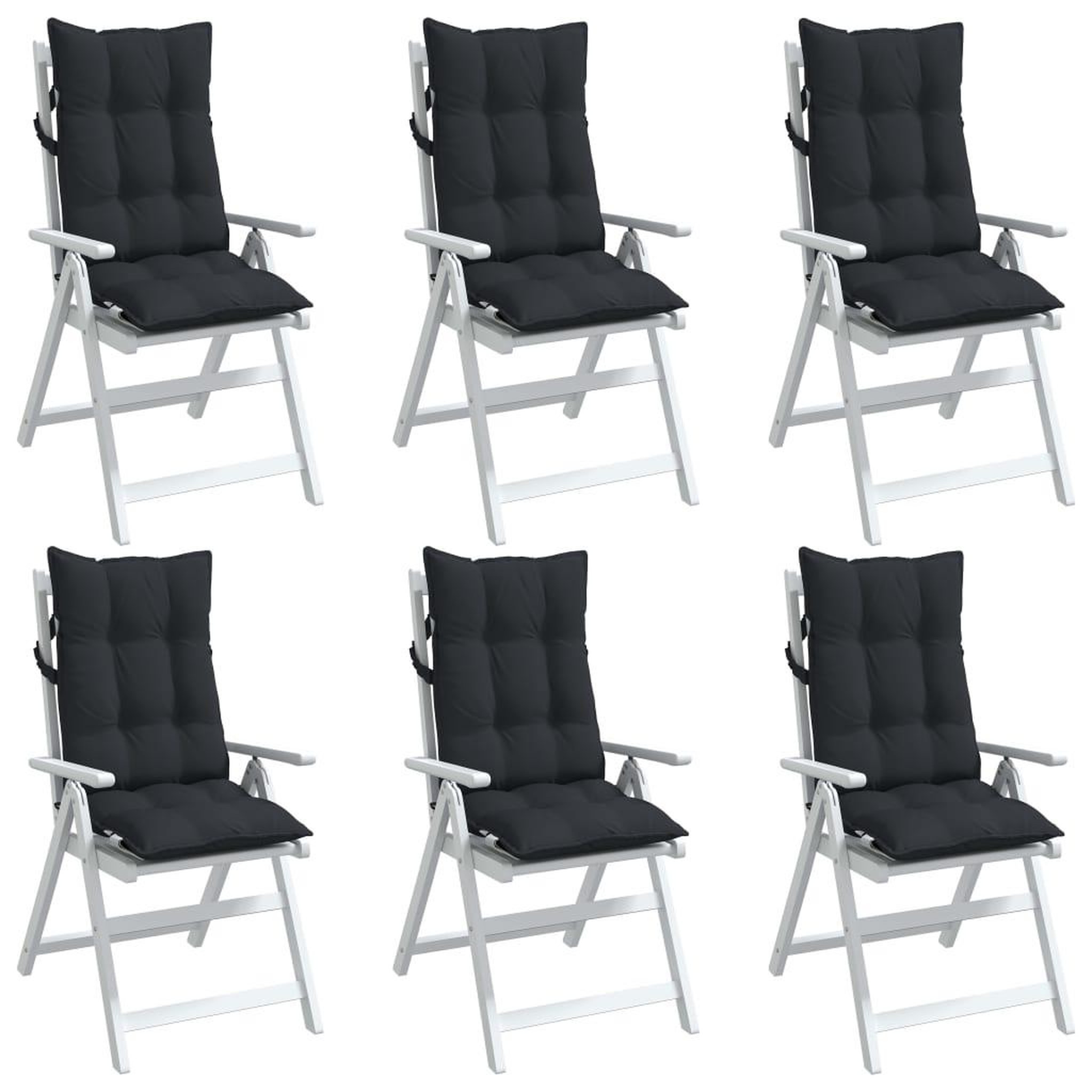 Voir la diapositive 4 : VIDAXL Coussins de chaise a dossier haut lot de 6 noir tissu oxford