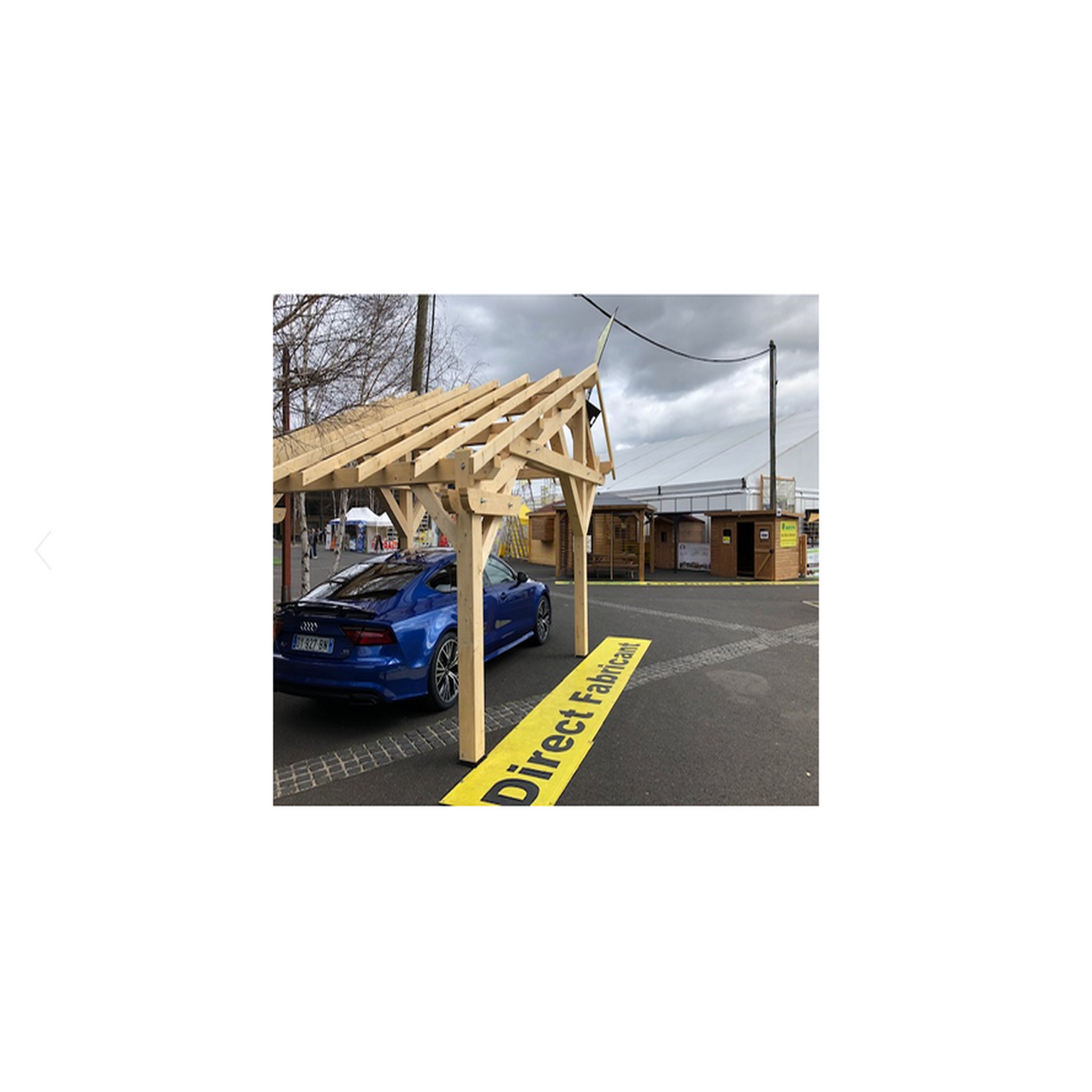 Voir la diapositive 2 : Hisense Carport double pente asymétrique 3.90 x 5.05 m avec préparation pour couverture standard - le3950st