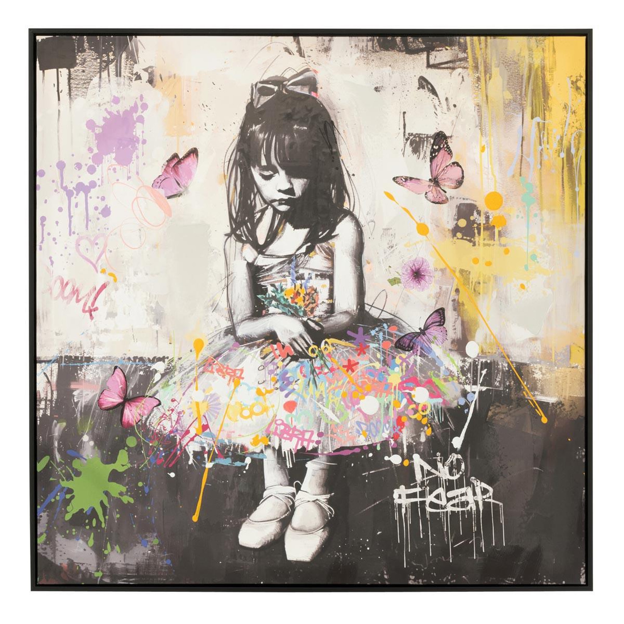 J-LINE Tableau déco  ballerina  80x80cm multicolore