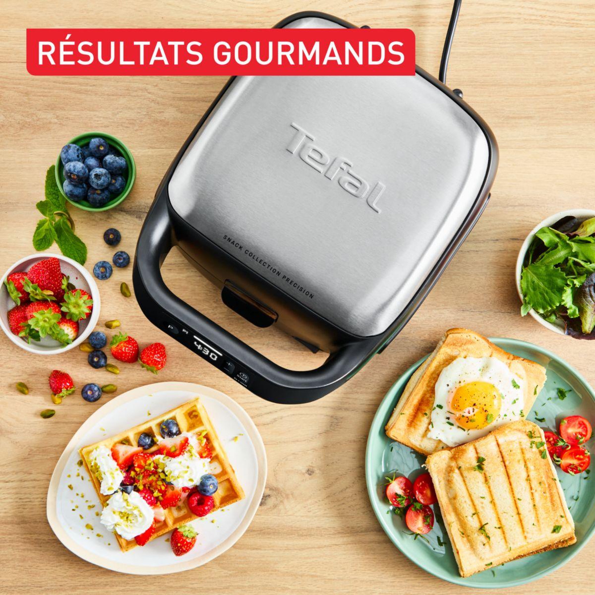 Voir la diapositive 3 : TEFAL Gaufrier, croque monsieur SW873BF0 snack collection