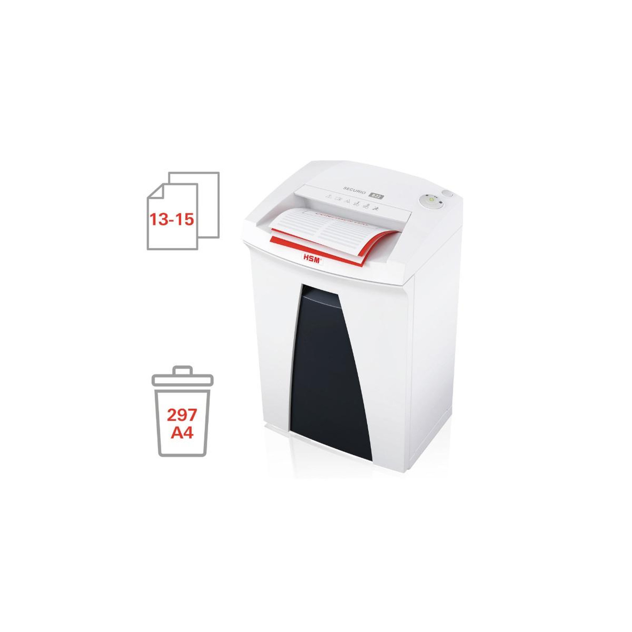 Voir la diapositive 3 : Hsm Destructeur de documents 13-15 feuilles coupe en bandes 3.9mm - 1830121