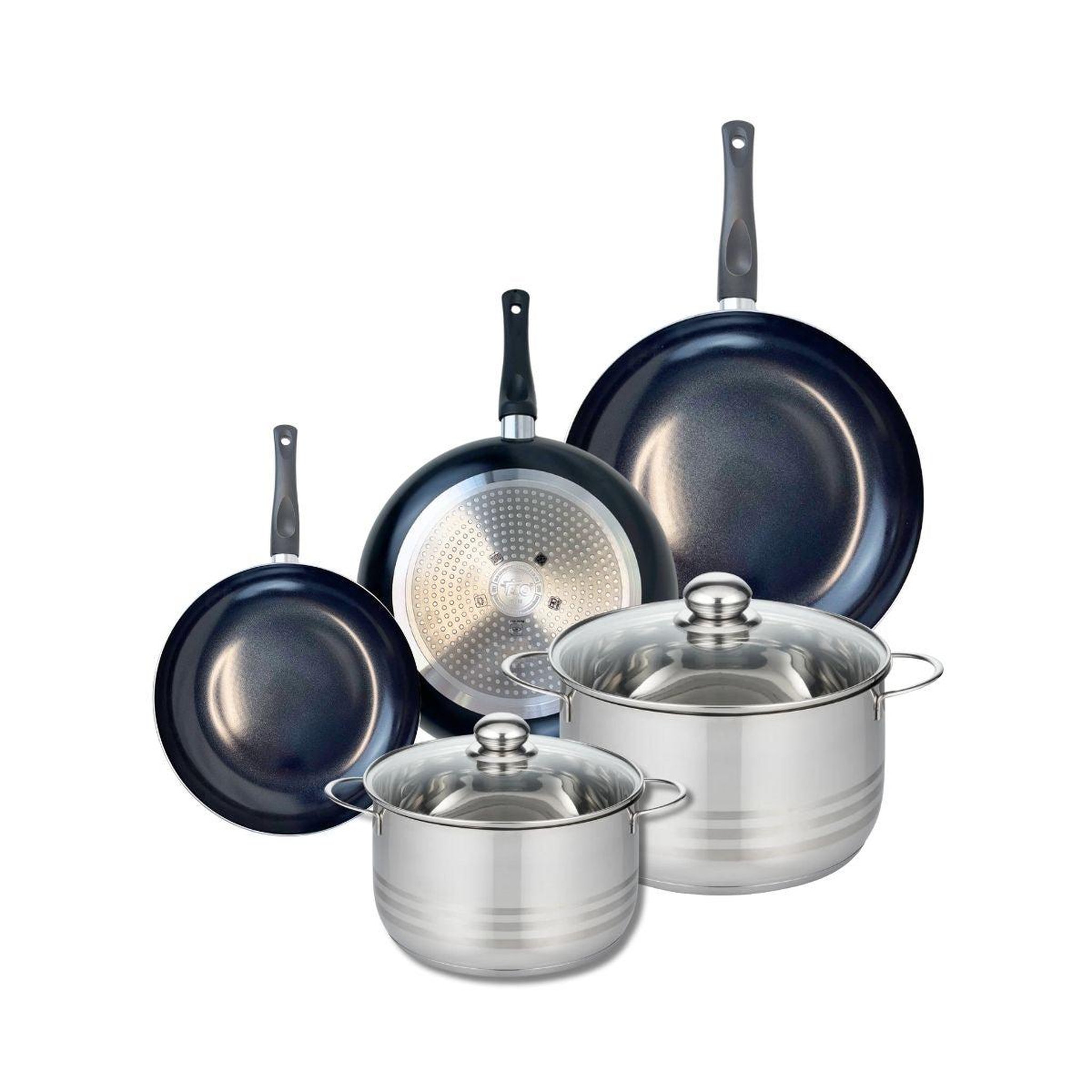 ELO Ensemble de 3 poêles de cuisson 20, 24 et 28 cm et 2 faitouts 20 et 24 cm elo prima brillant